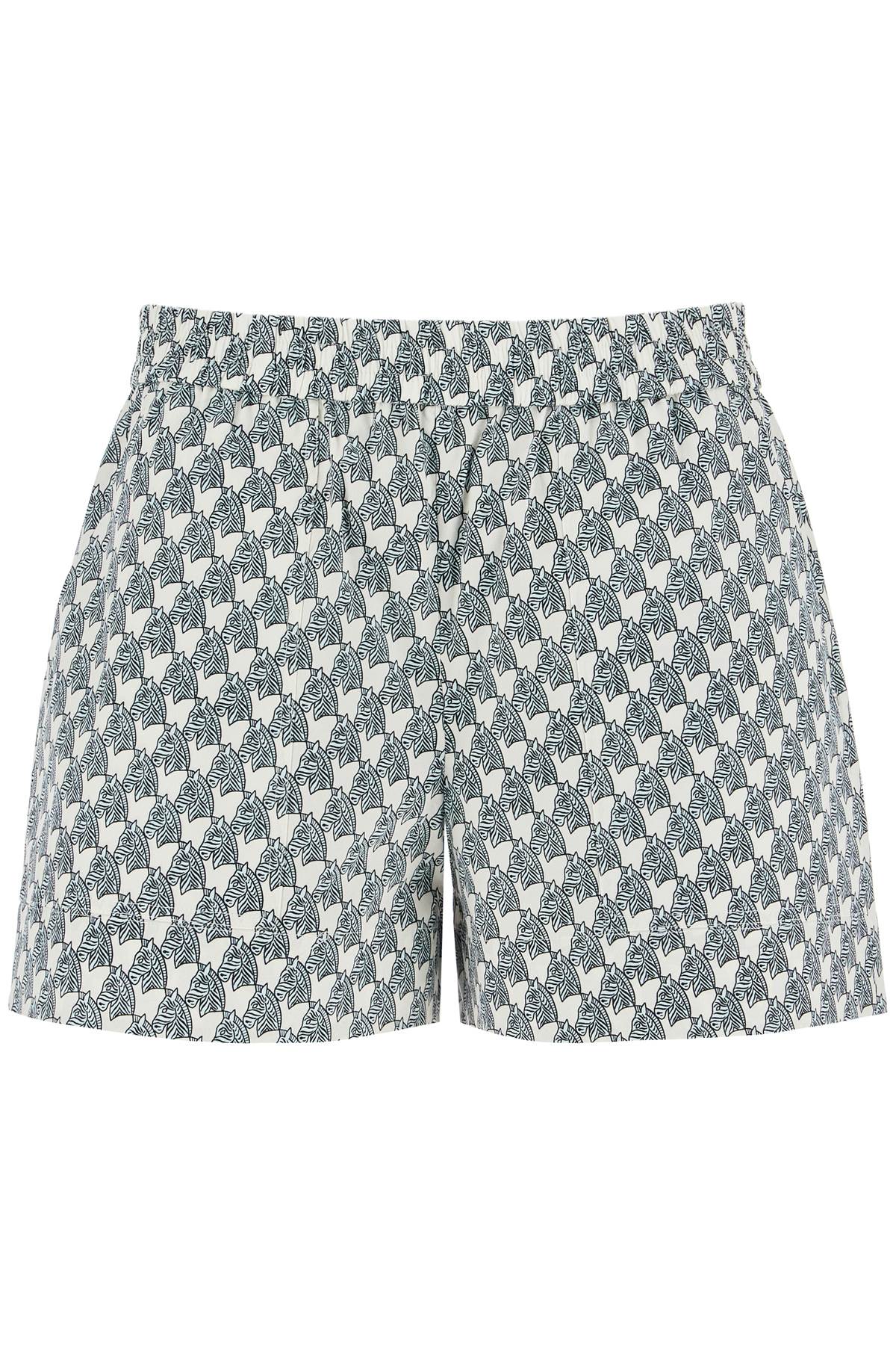 Shop Tory Burch Printed Poplin Shorts For In Blue Mini Zebra (blue)