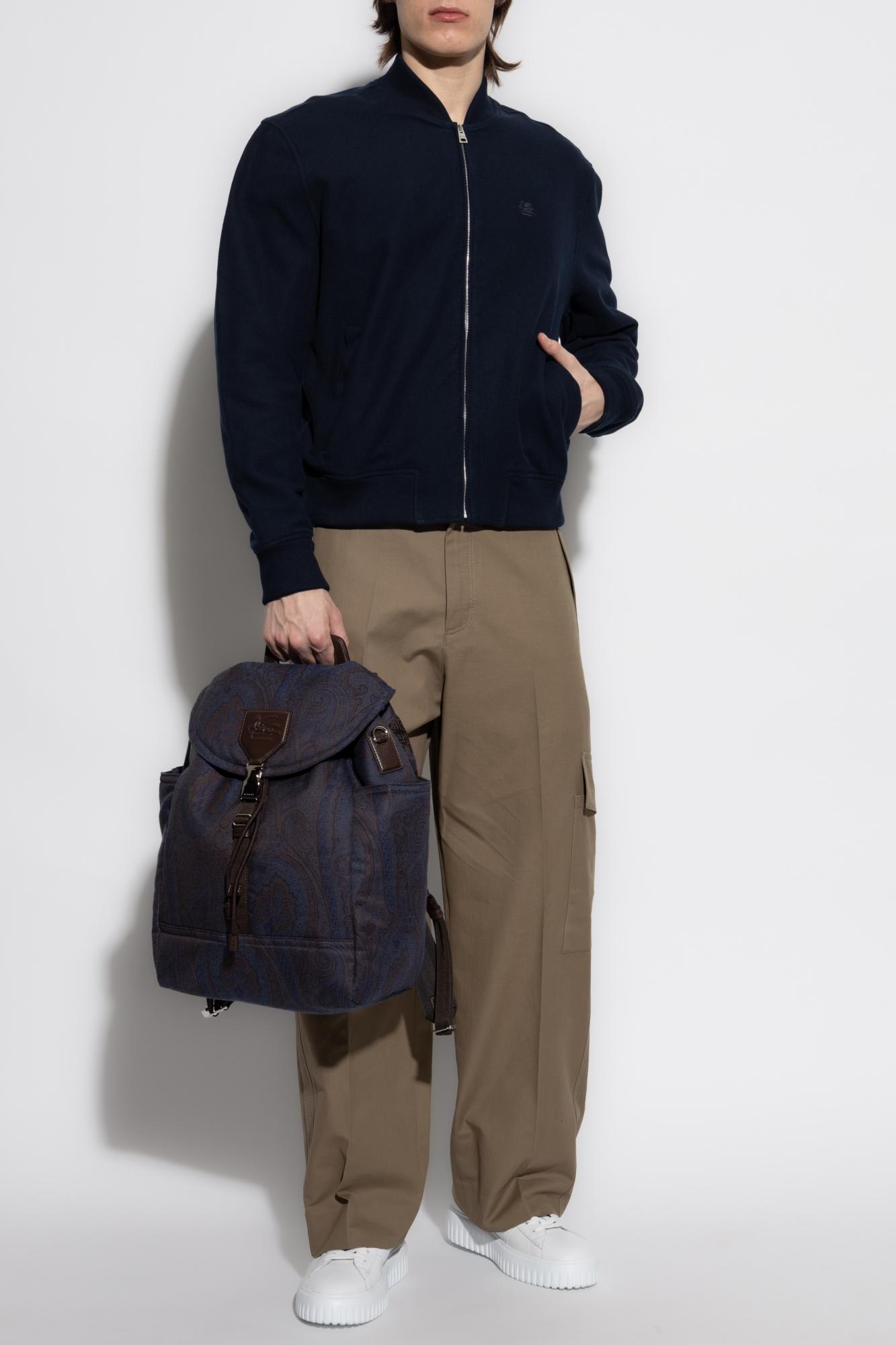 Etro Embroidered Logo Bomber Jacket In Blue