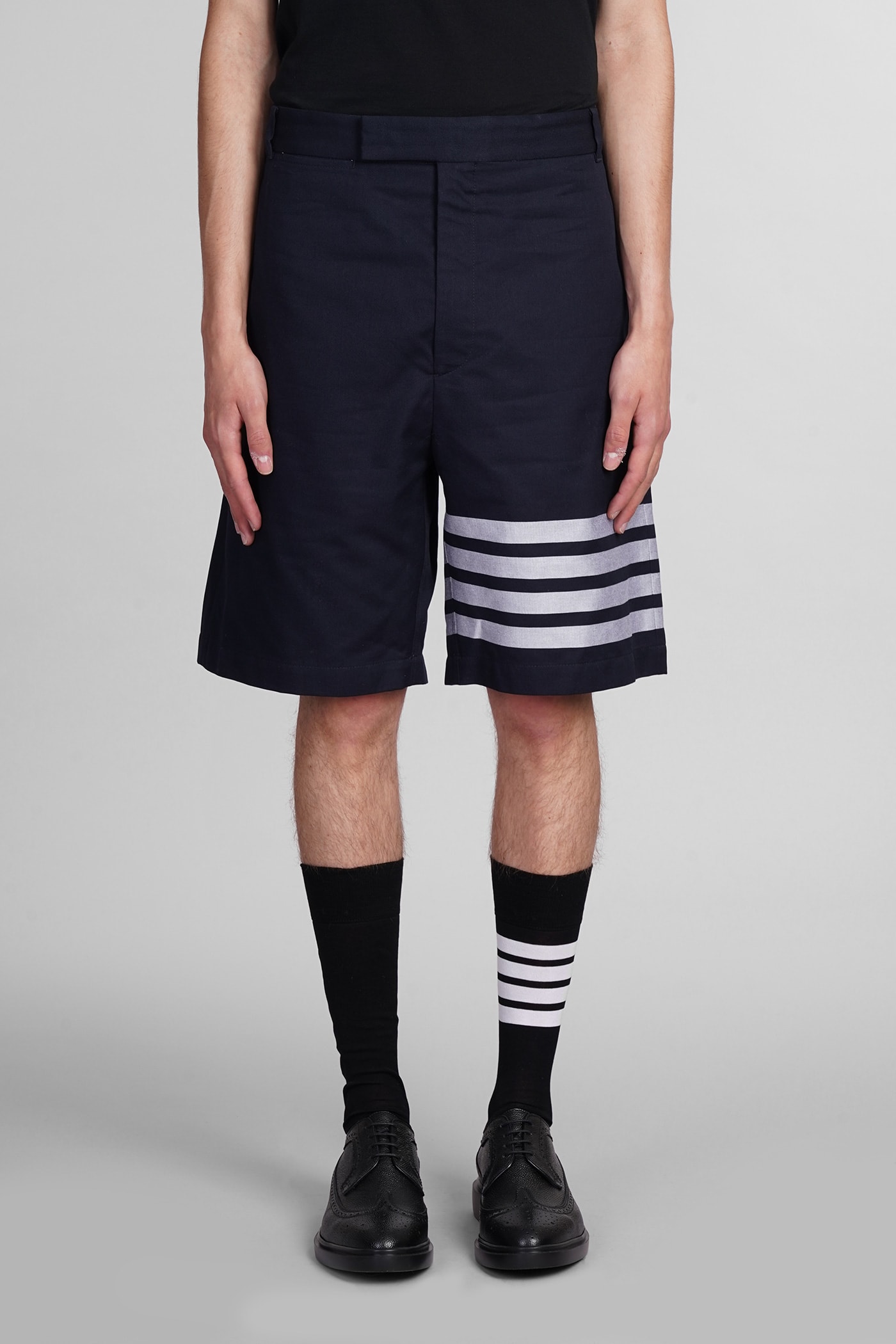 Thom Browne Shorts In Blue Cotton