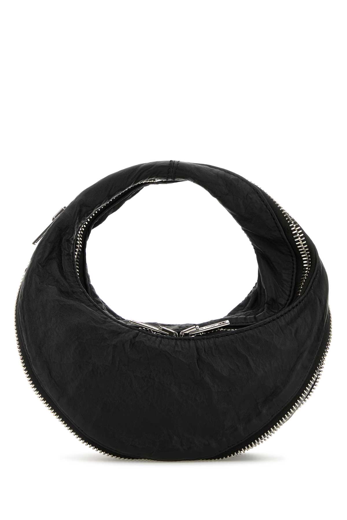 Black Leather Twist Handbag