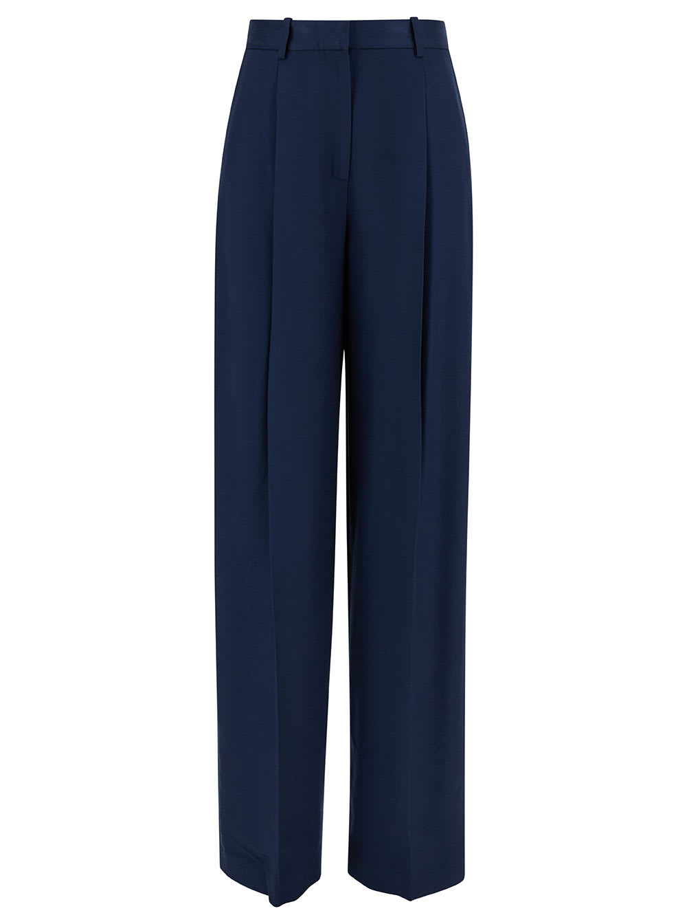 Shop Theory Blue Pants With Pinces Detail At The Front In Viscose Woman