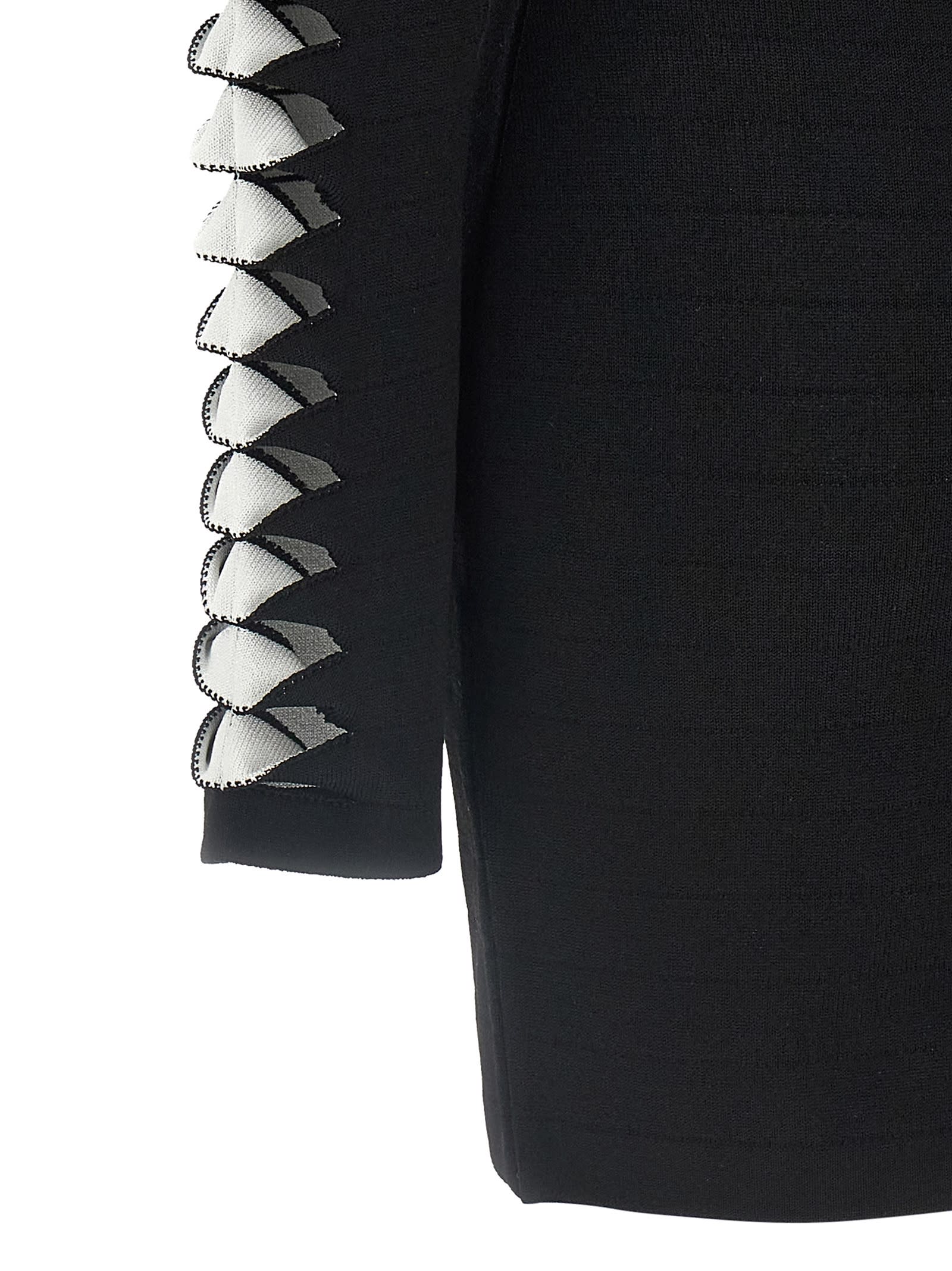 Balmain V-neckline Dress With Fitted Waist And Sleeves In Black