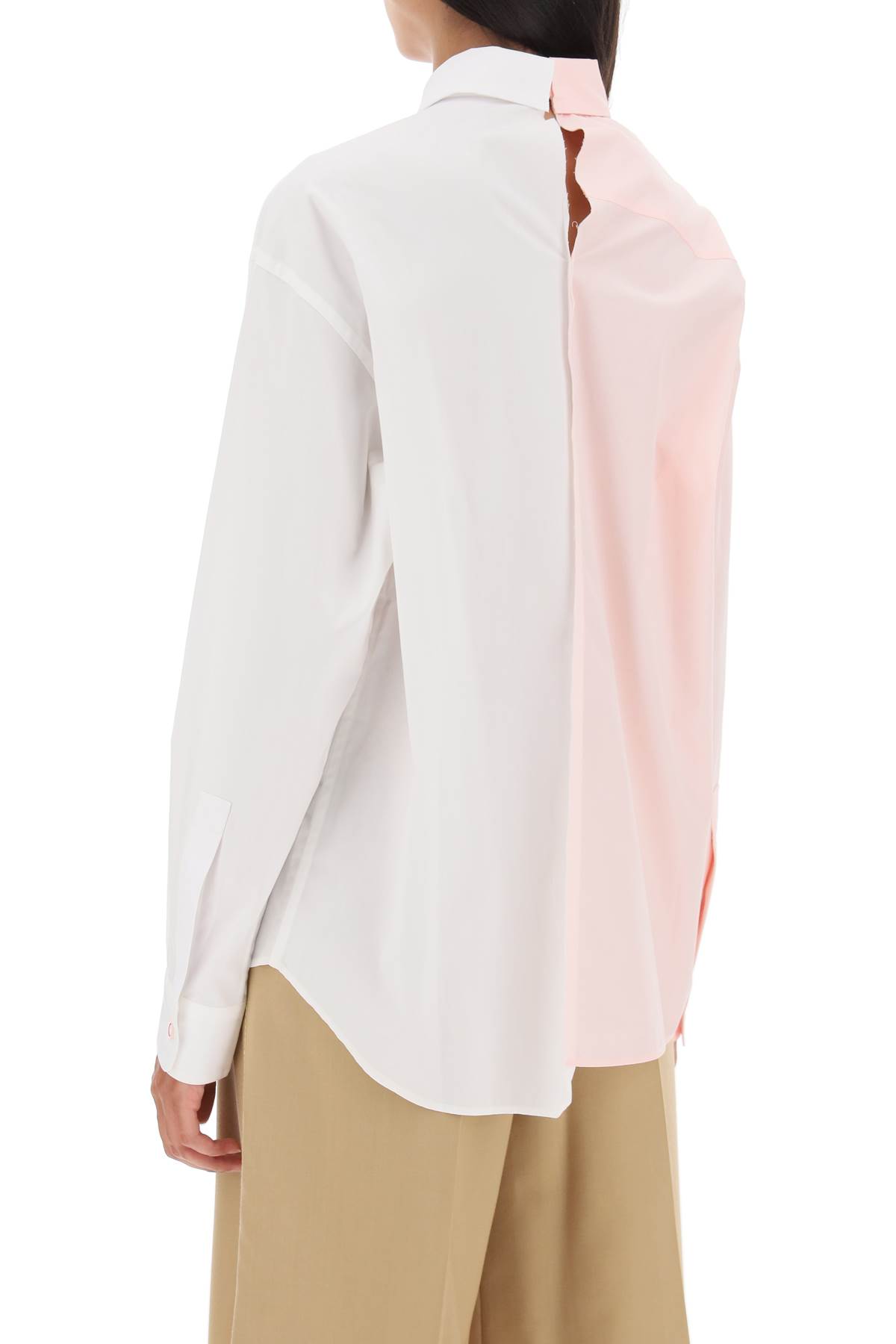 Shop Marni Asymmetrical Two-tone Shirt In Lily White (white)