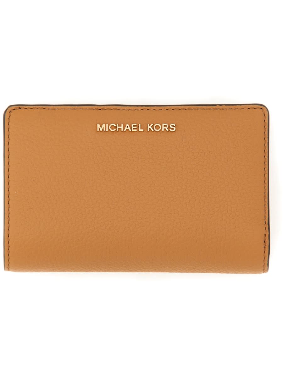 Shop Michael Kors Wallet With Logo In Beige