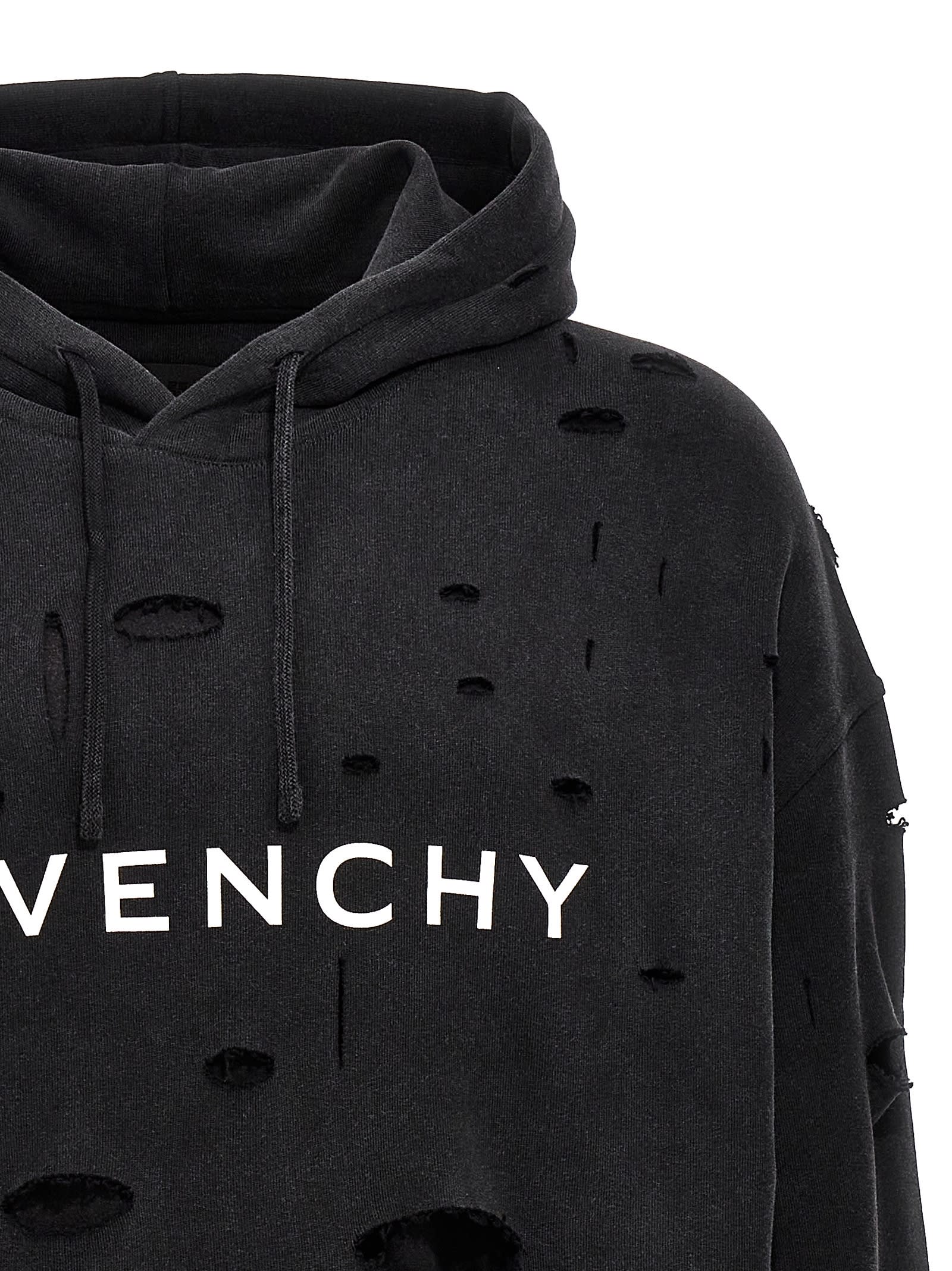 Shop Givenchy Logo Hole Hoodie In Black