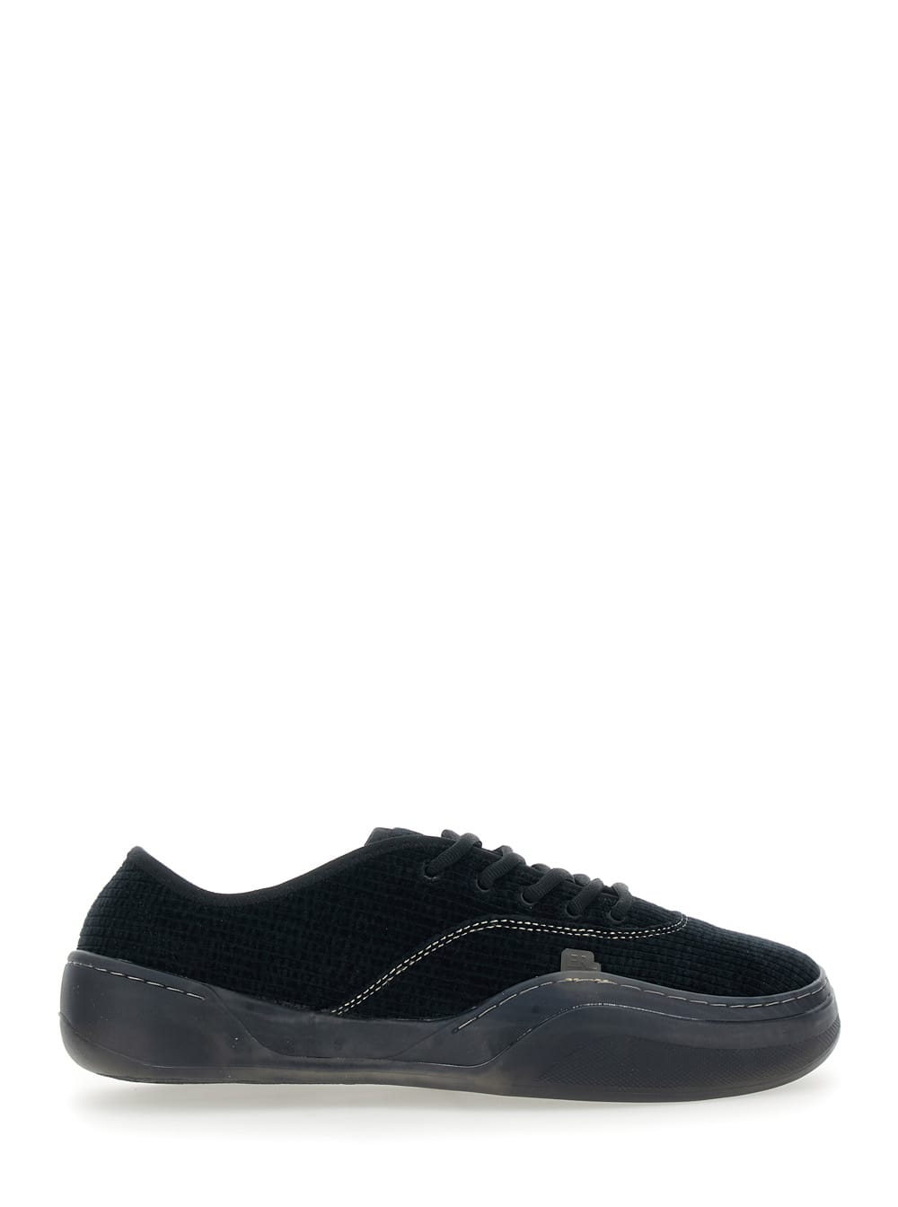 Erl Low Skate Mule Black Low-top Sneaker With Side Logo In Cotton Man In Black