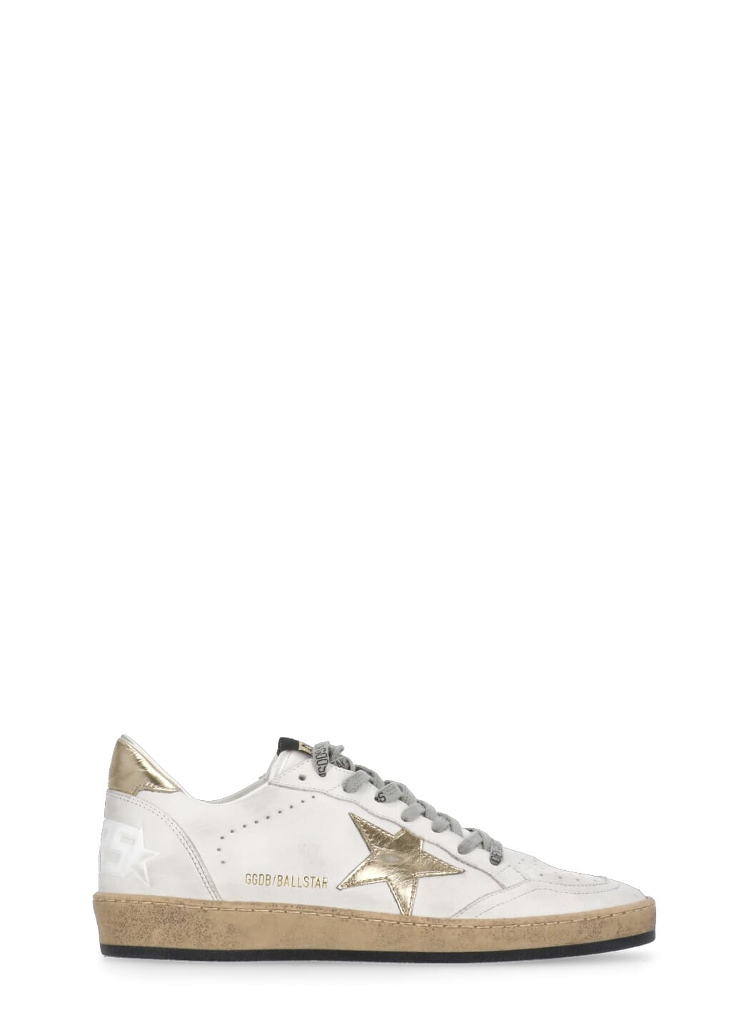 Golden Goose Leather Sneakers With Laminated Star And Heel Detail In White