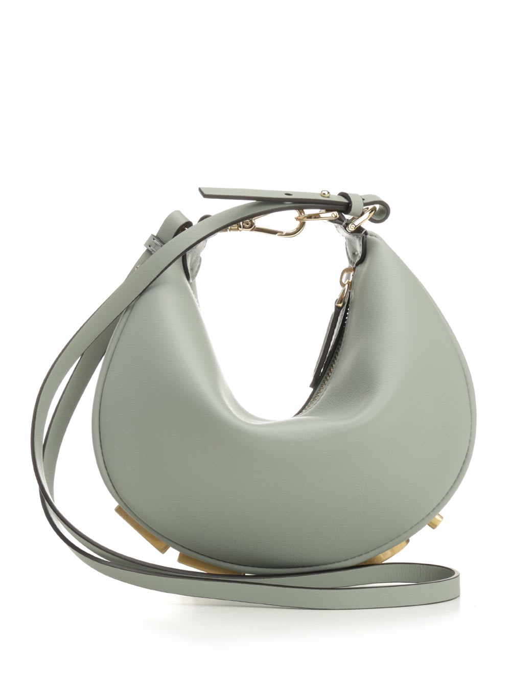 Fendi Women Powder Blue Leather Mini Graphy Handbag In Grey