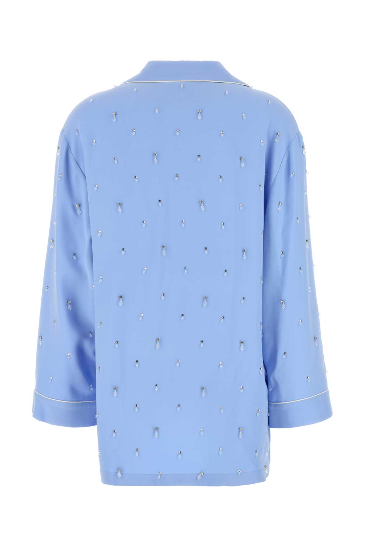 Shop Gucci Powder Blue Crepe Shirt In Lavenderauramix