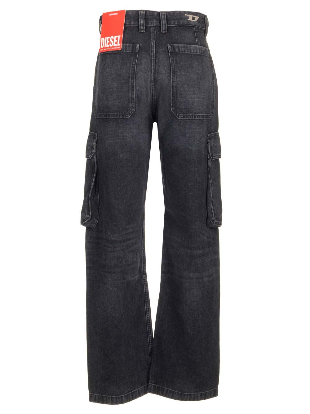 Shop Diesel D-pot Cargo Jeans In Black