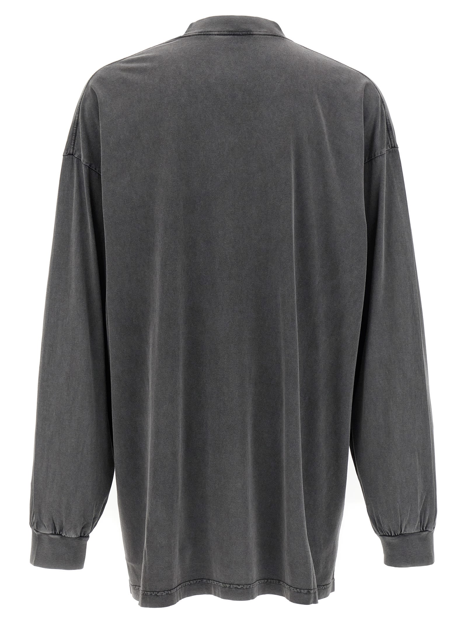 Balenciaga Mens Super Faded Wash Blk Graphic-print Oversized Cotton T-shirt Xs In Gray