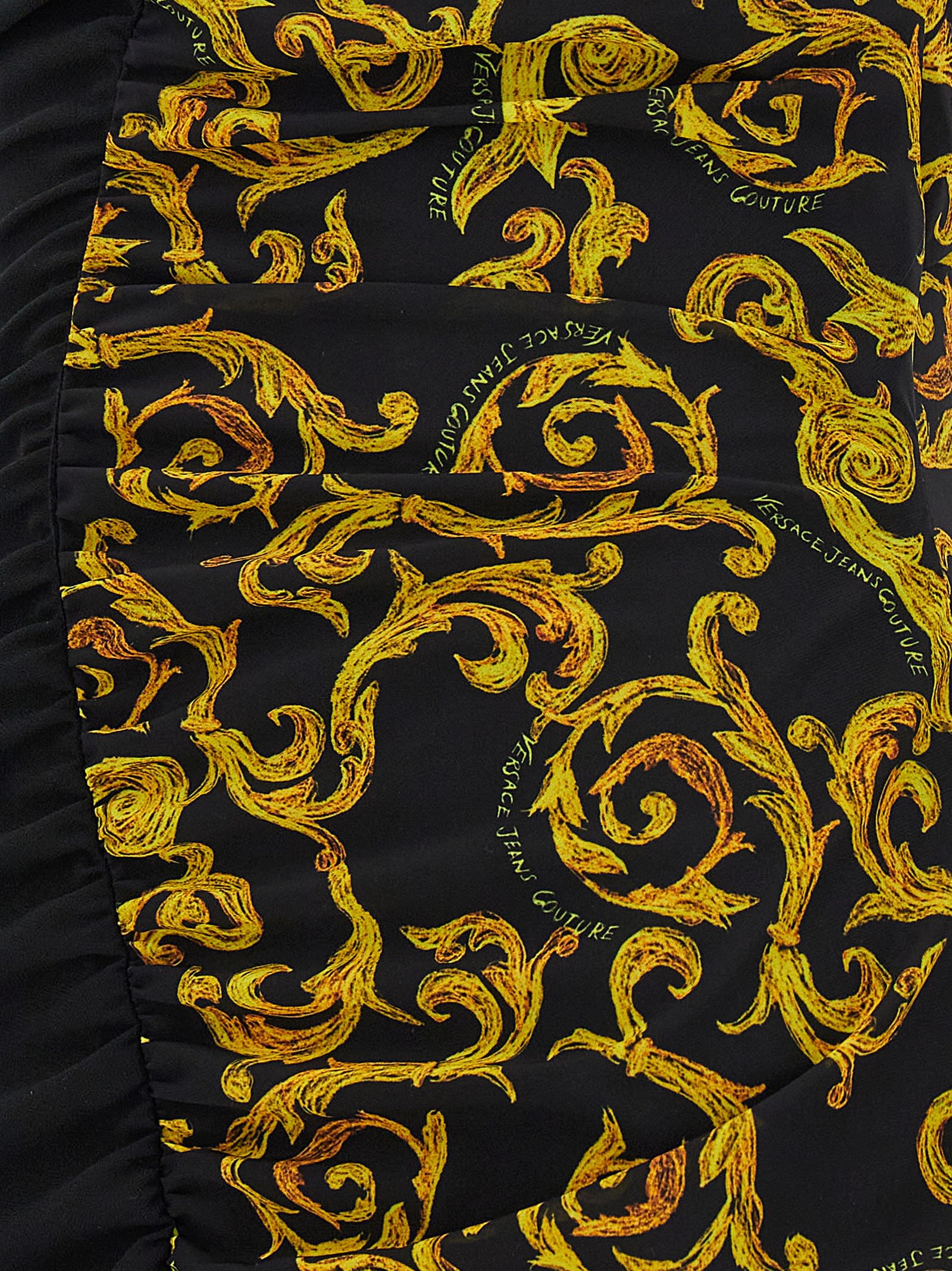 Versace Jeans Couture Woman Mini Dress Black Size 14 Polyester In Multi