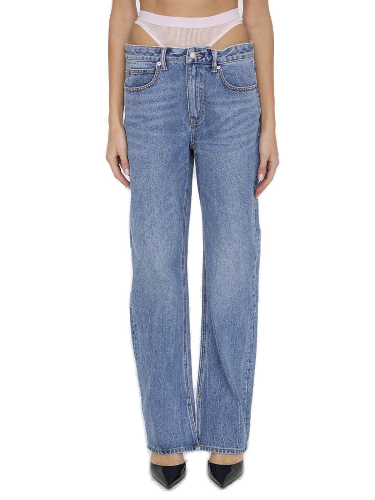 Shop Alexander Wang Layered Underwear Straight-leg Jeans