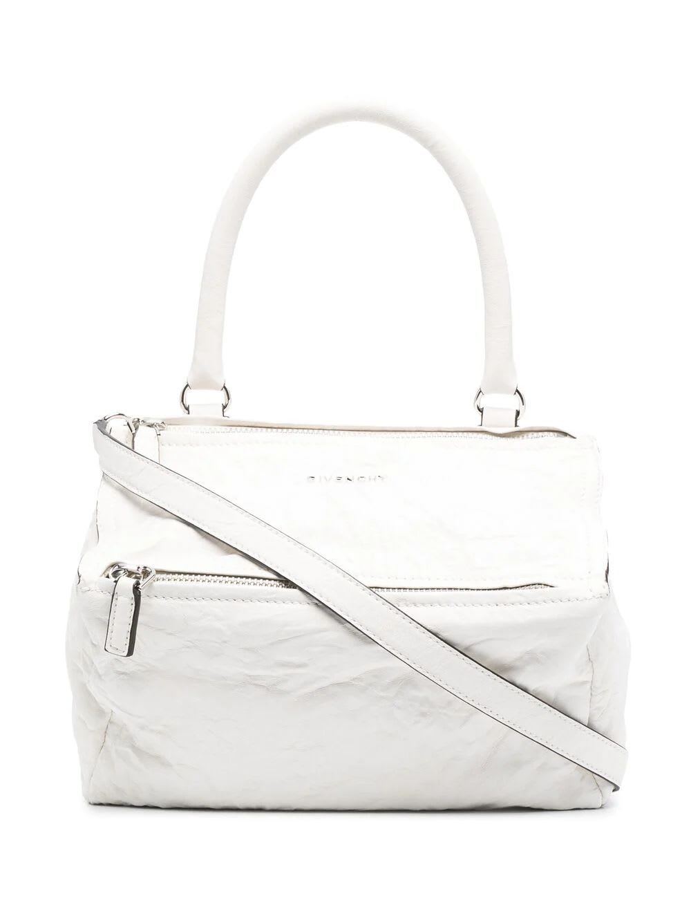 Givenchy White Small Pandora Bag In Aged Leather