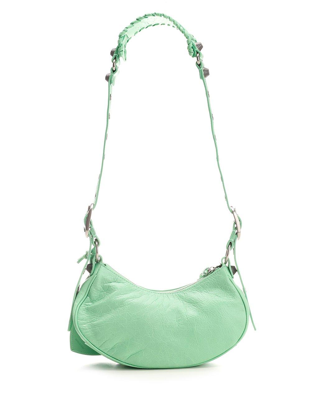 Shop Balenciaga Xs Le Cagole Zipped Shoulder Bag In Green