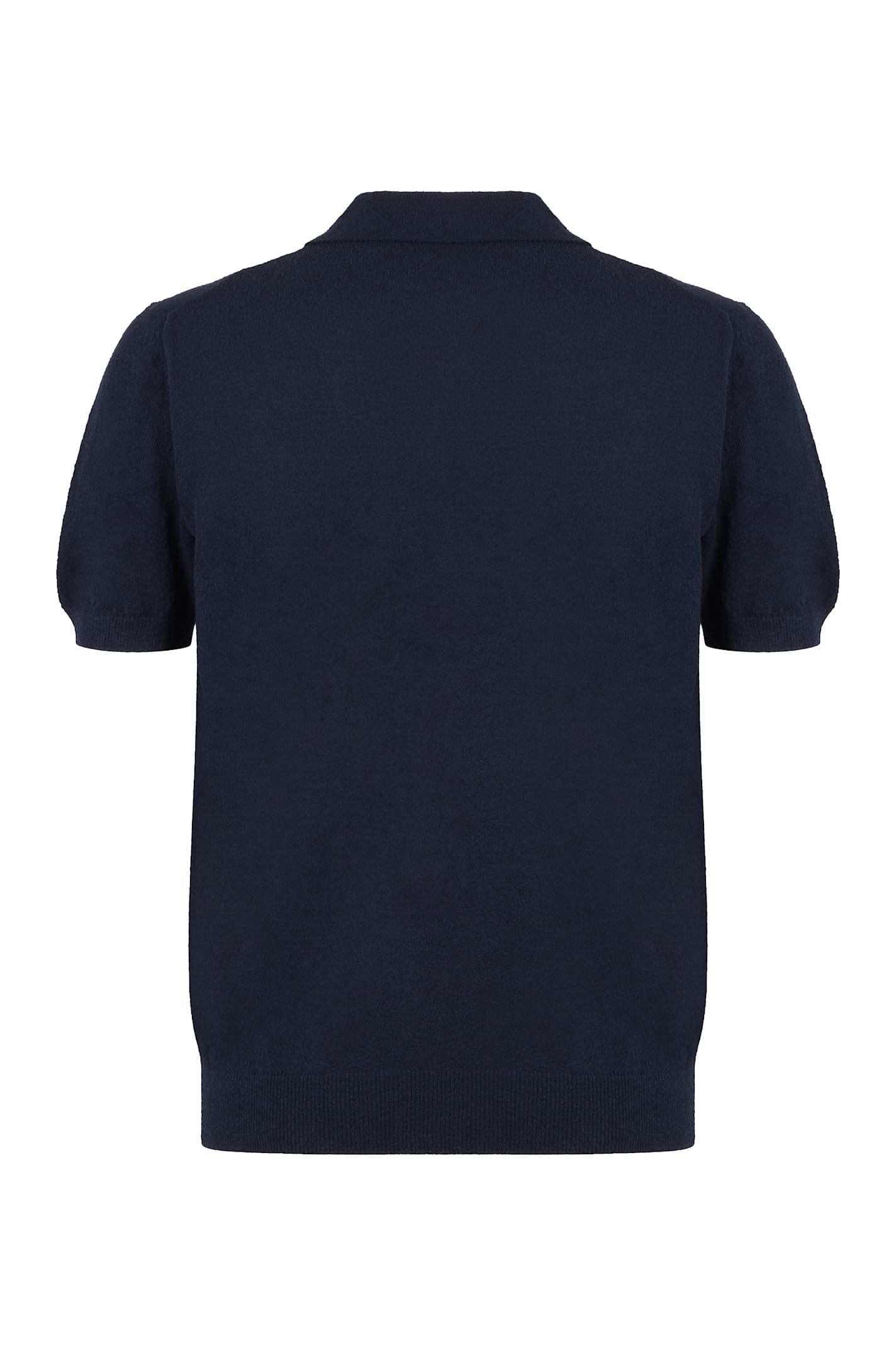 Drumohr Short Sleeve V-neck Polo In Blue