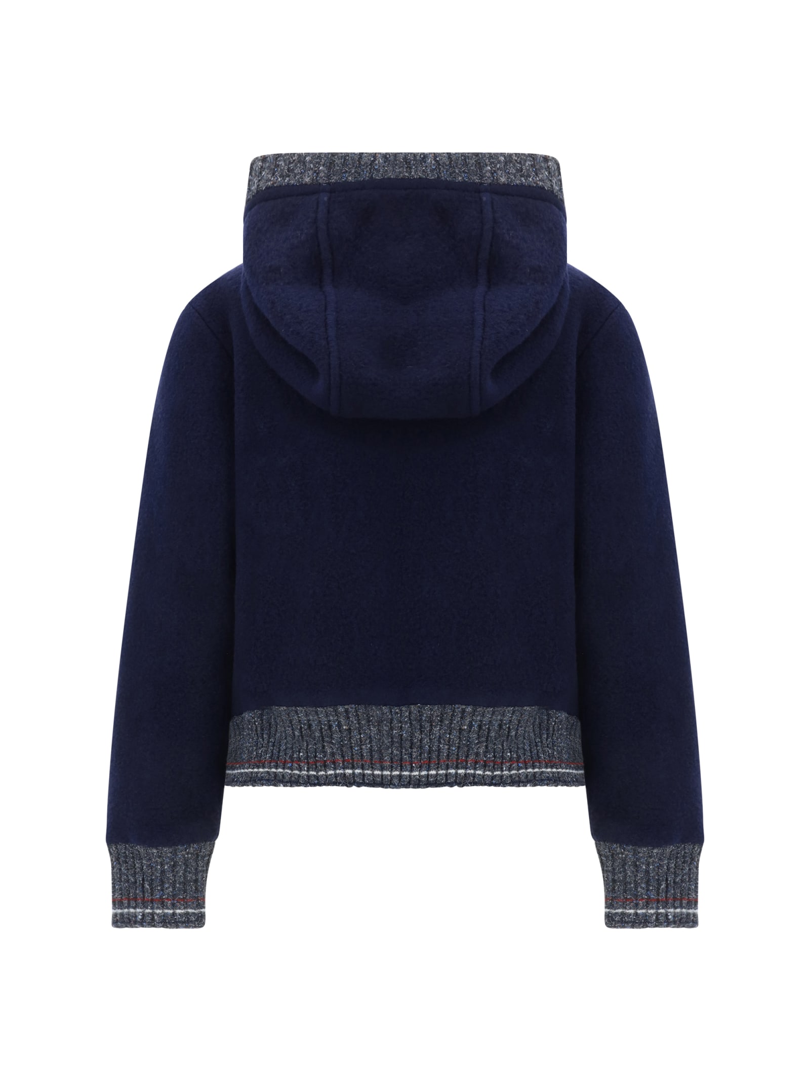 Shop Thom Browne Hooded Cardigan In Navy