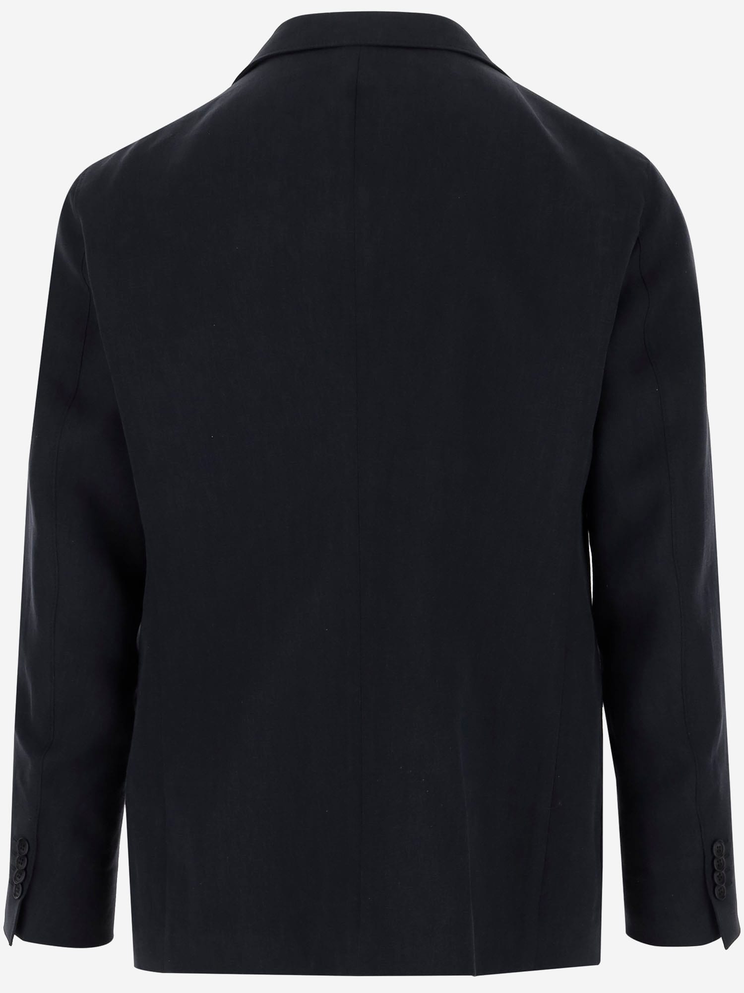 Giorgio Armani Single-breasted Linen Blazer In Black