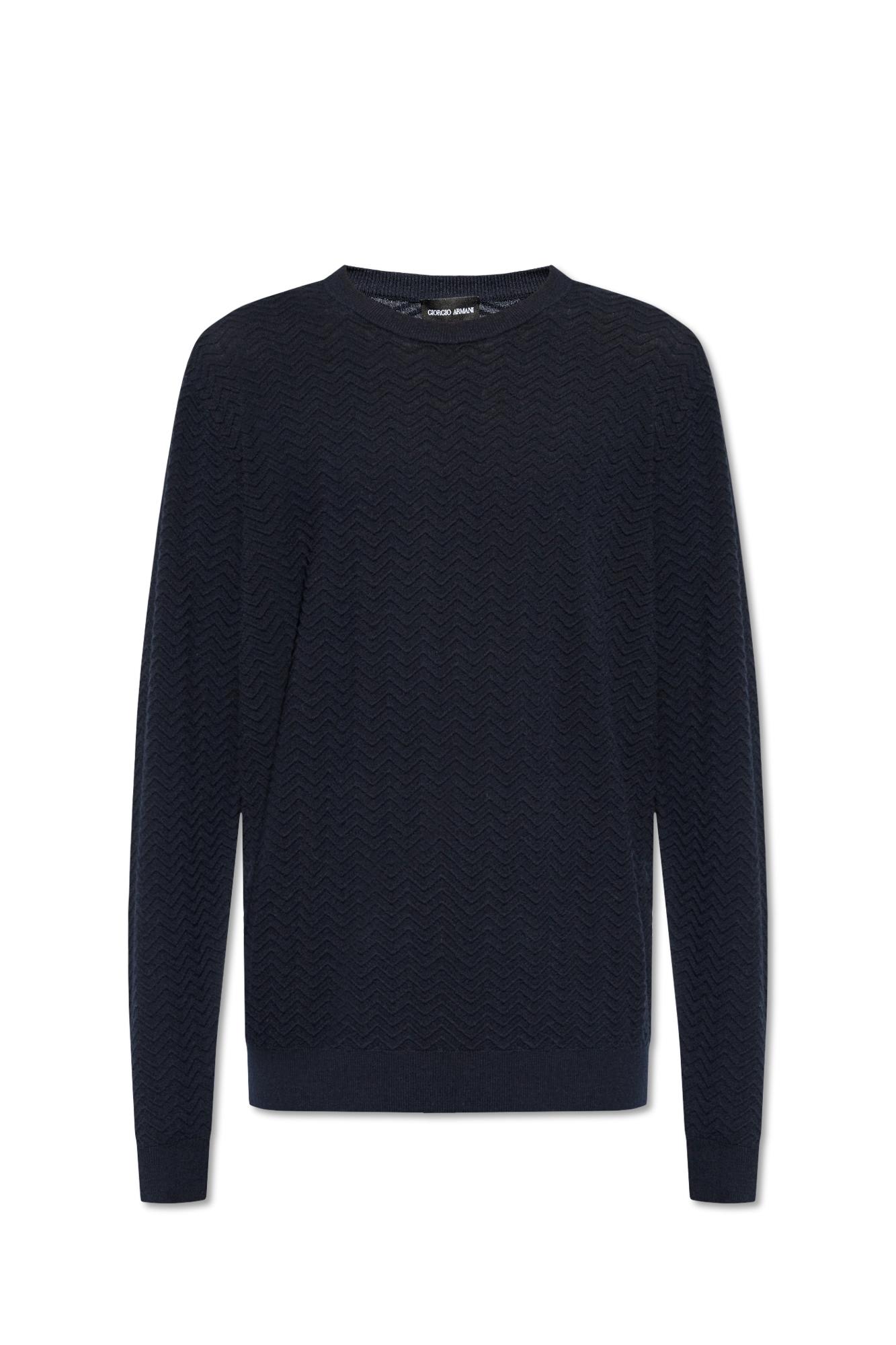 Shop Giorgio Armani Wool Sweater In Blue