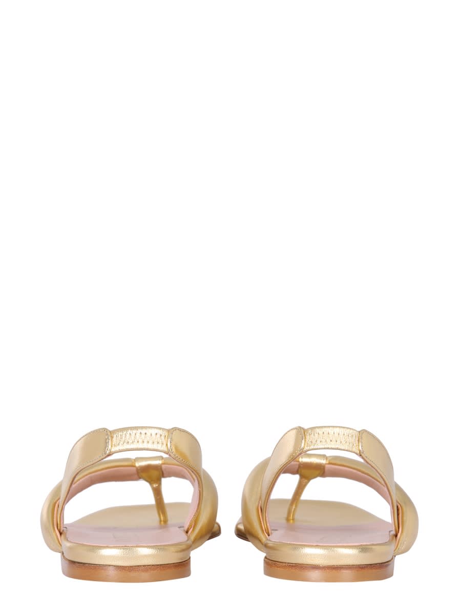 Shop Gia Borghini Leather Slingback Sandals In Gold