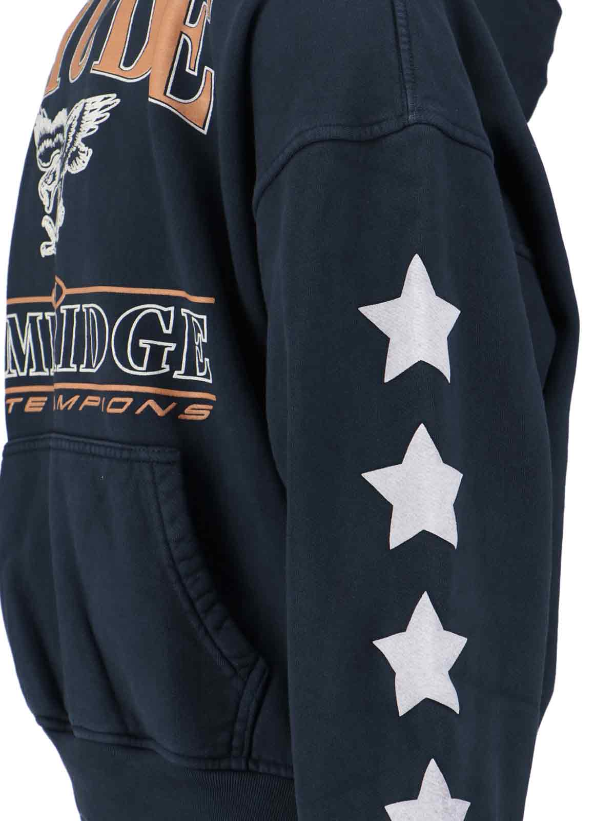 Rhude Black Cotton Jersey Hoodie With Multicolor Logo In Black