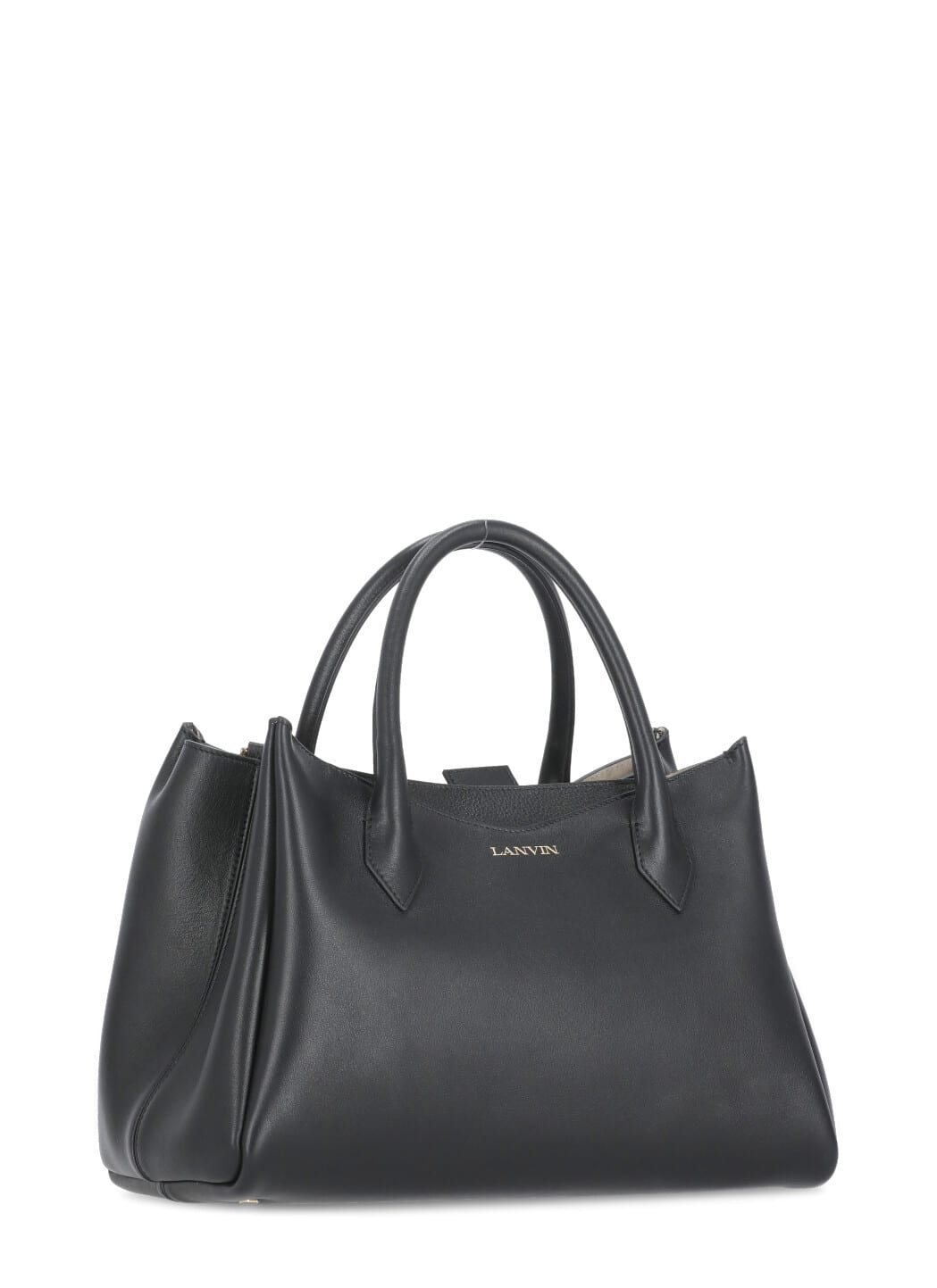 Shop Lanvin Leather Bag With Logo In Black