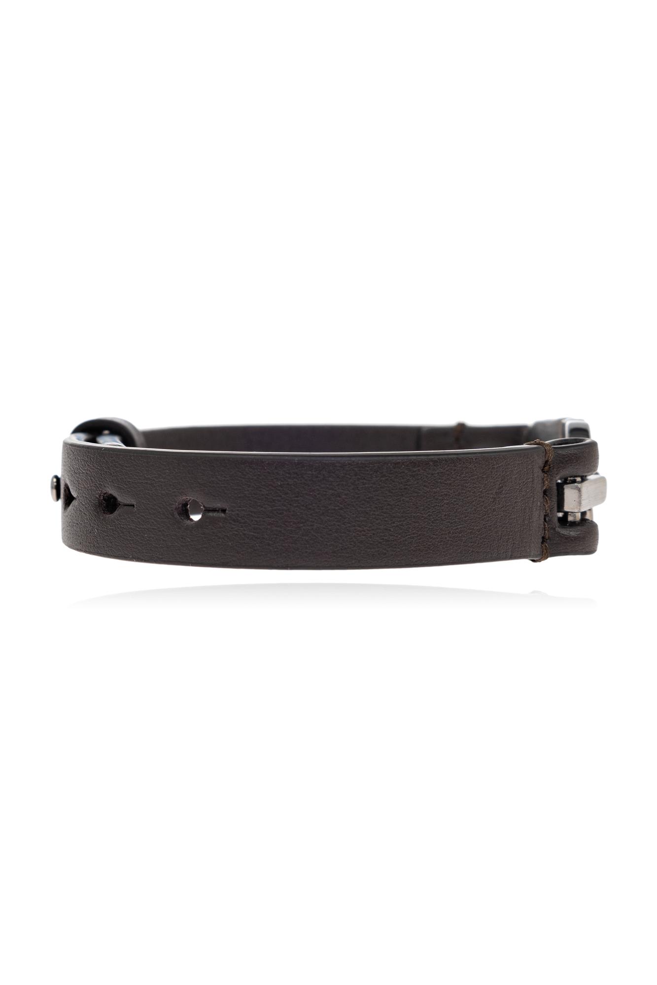Ferragamo Gancini Leather Bracelet In Brown