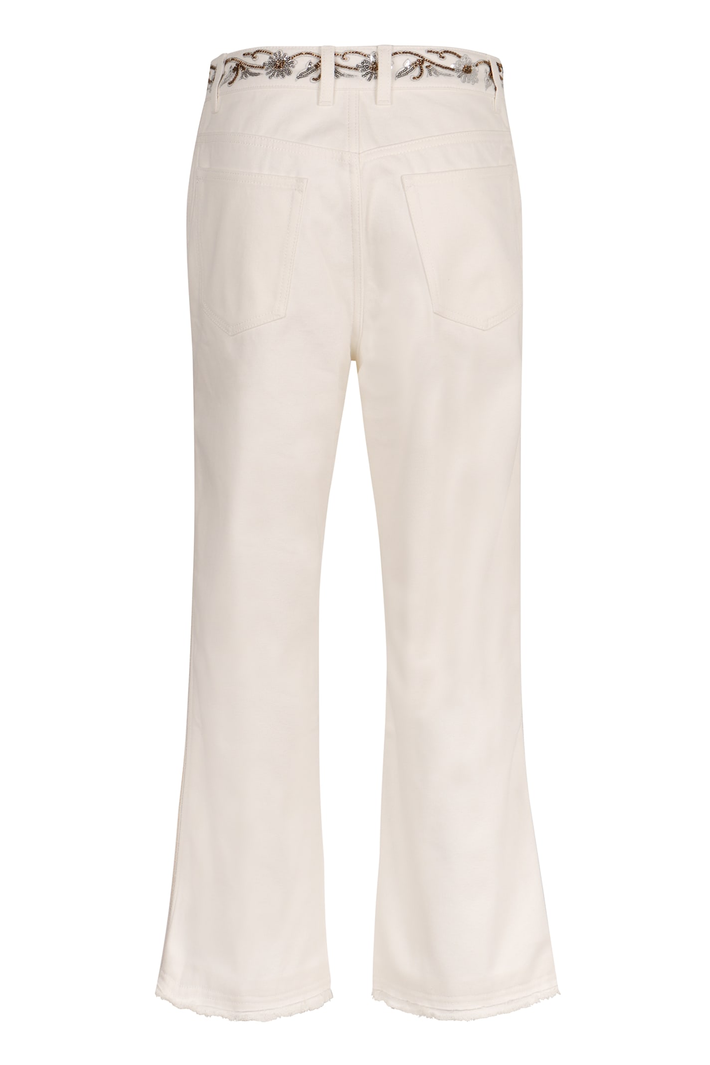 Shop Rabanne Cropped Flared Jeans In White