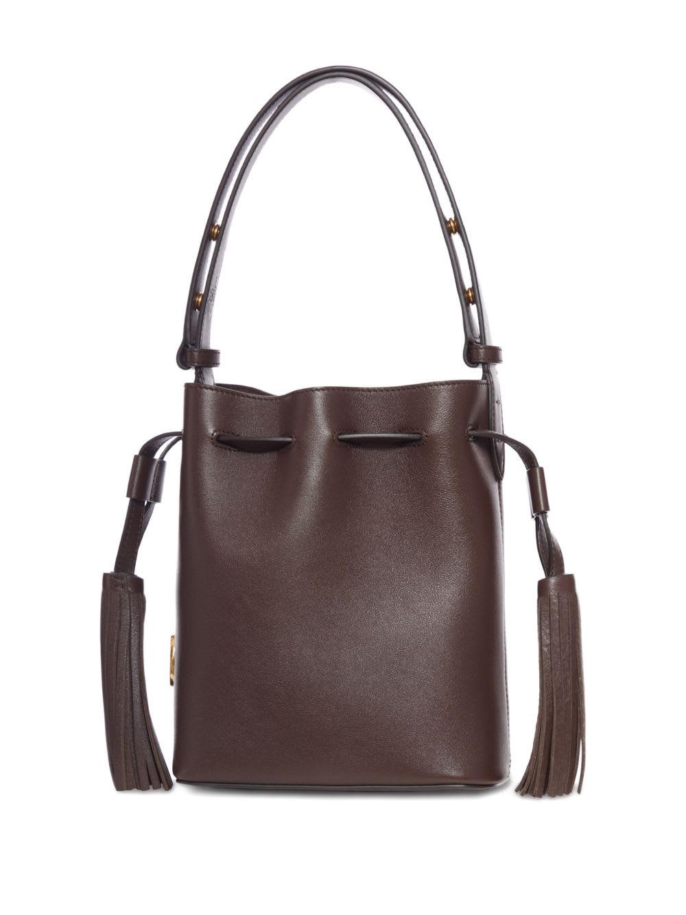 Valentino Borsa A Secchiello Vlogo Signature In Pelle Cioccolato  Donna In Brown