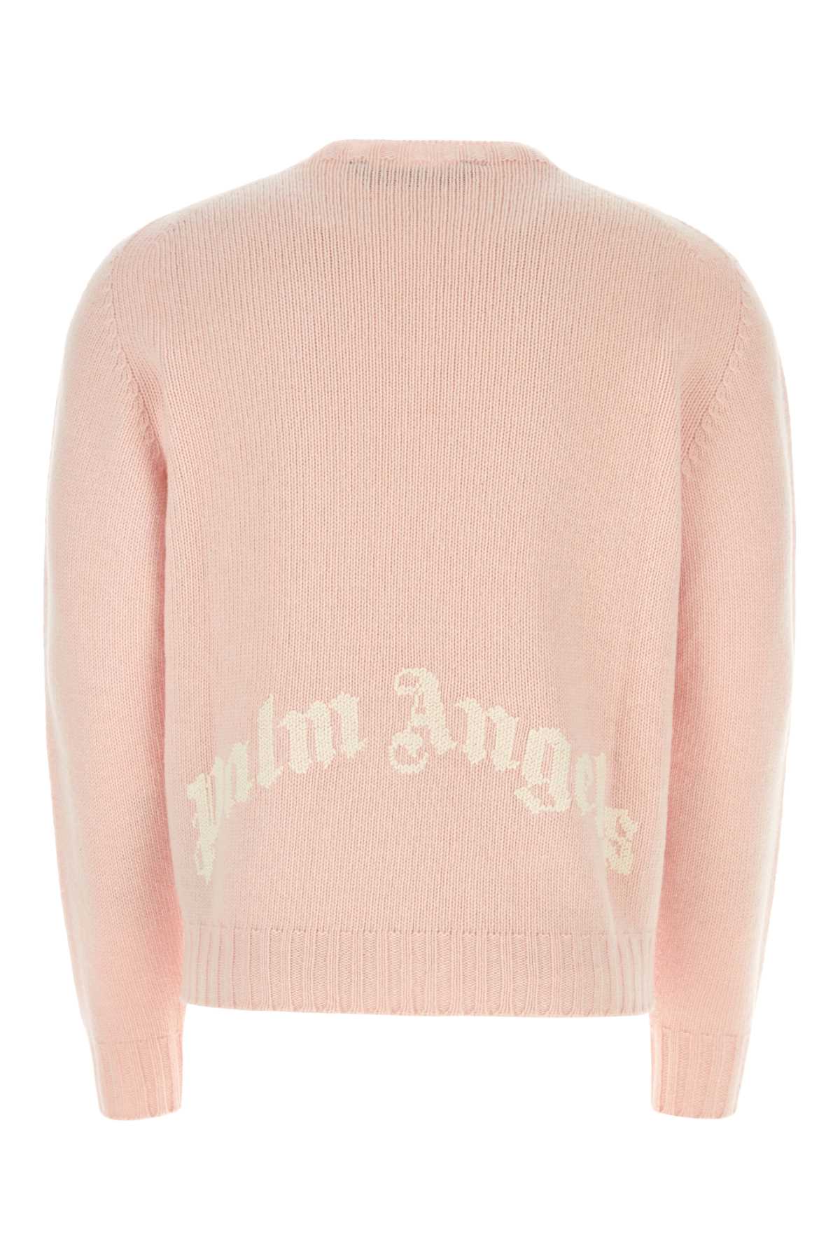 Shop Palm Angels Pastel Pink Wool Blend Sweater In Pinkwhite