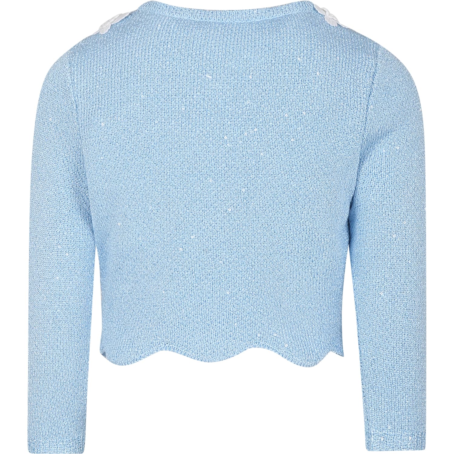 Shop Self-portrait Sky Blue Knit Cardigan For Girl With Sequins In Light Blue