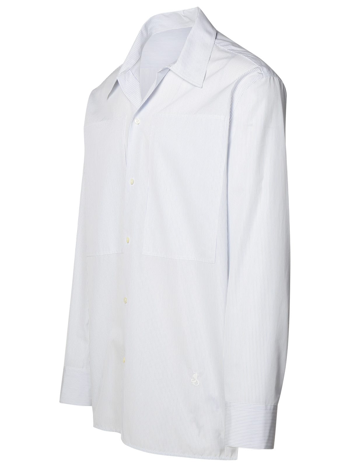 Jil Sander Structured Cotton Shirt Striped Pattern In White