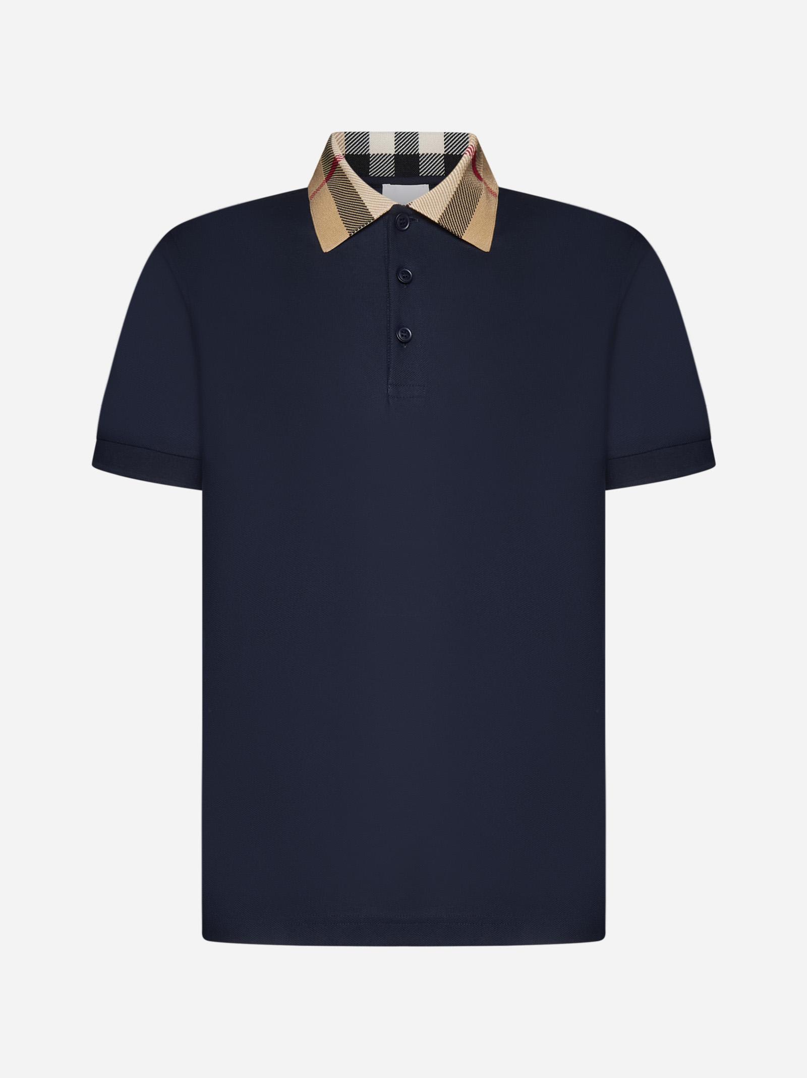 Shop Burberry Cody Cotton Polo Shirt In Blue