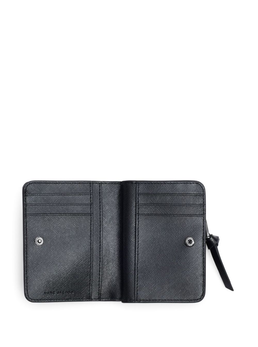 Shop Marc Jacobs The Mini Compact Black Wallet With Tonal Logo Detail In Leather Woman