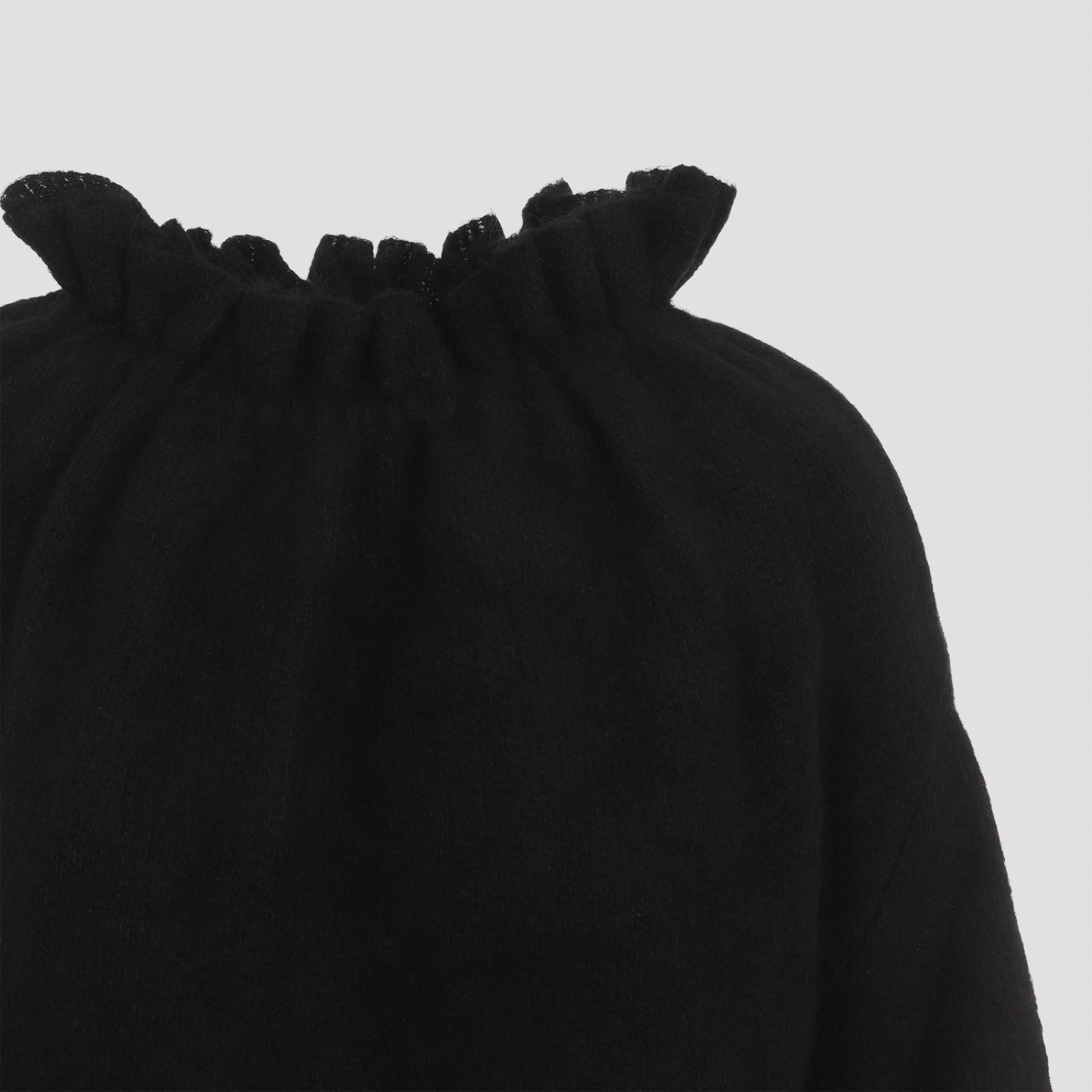 Shop Simone Rocha Oversized Gathered Pleated Neck Jumper In Black