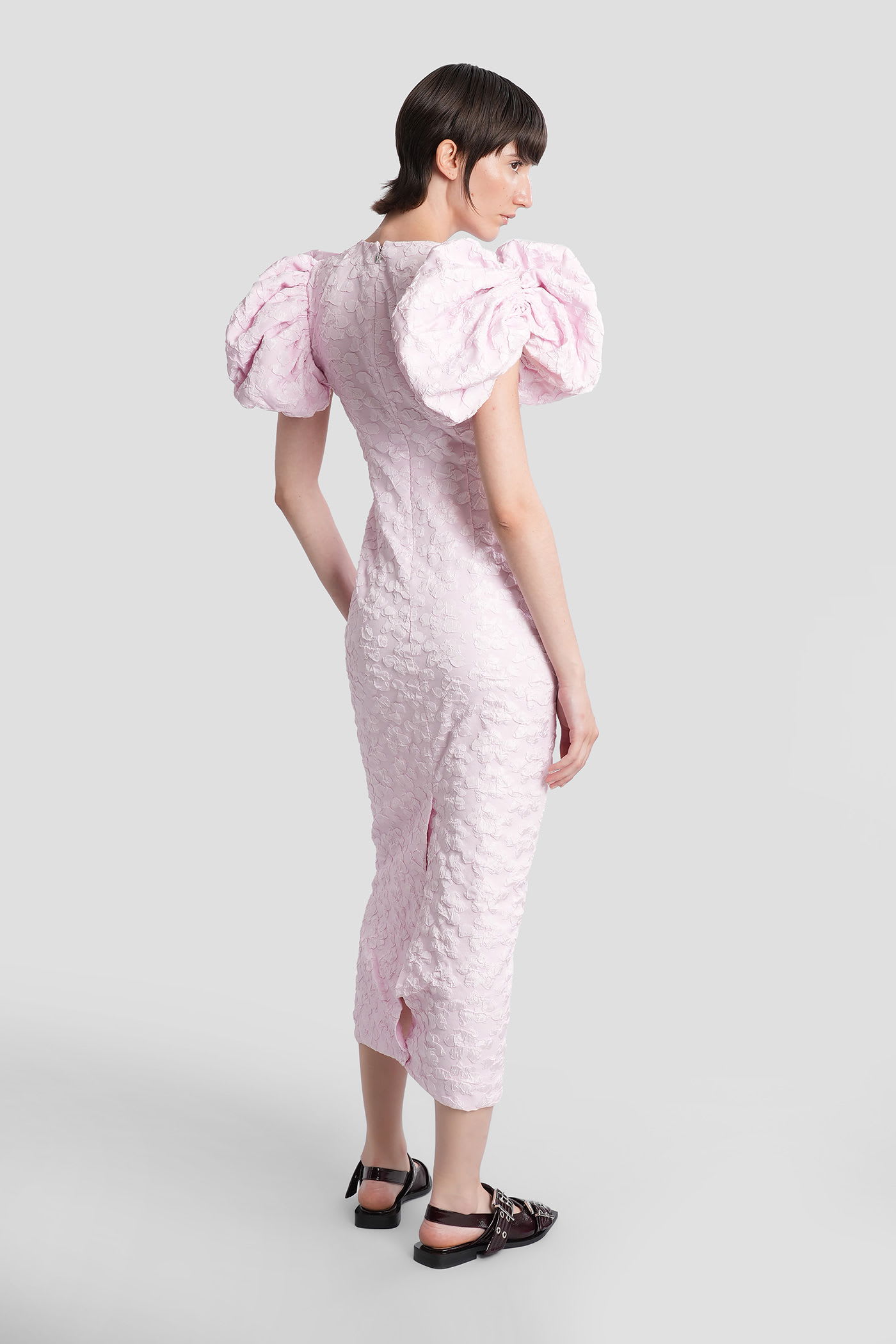 Rotate Birger Christensen Rotate Birgerchristensen Jacquard Midi Dress In Pink