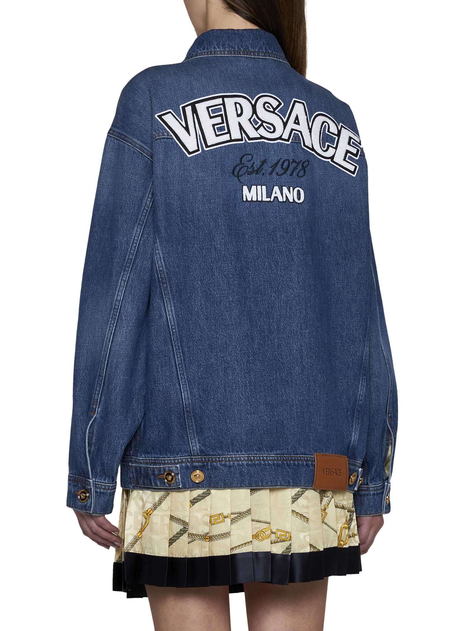 Shop Versace Jacket In Medium Blue