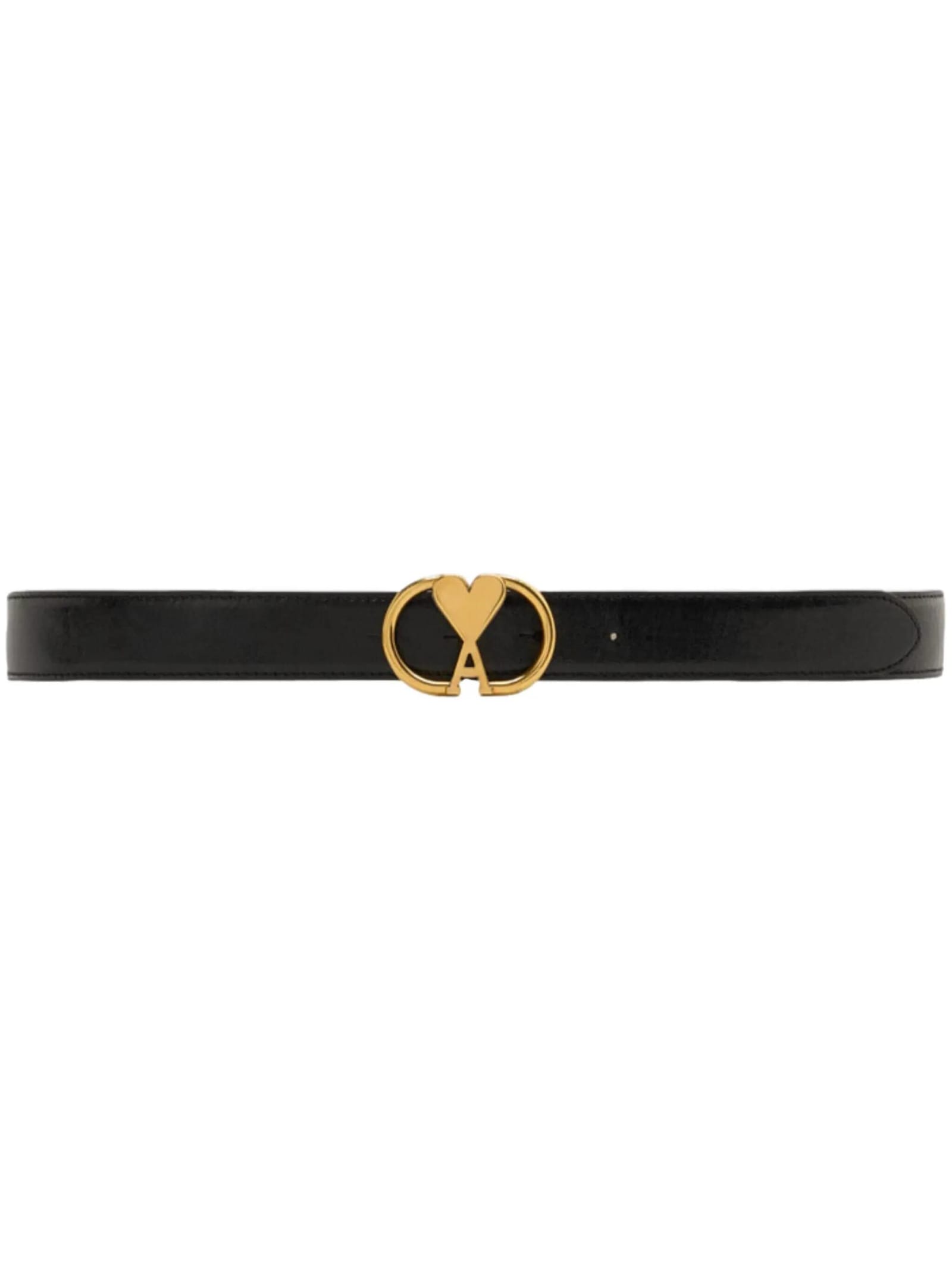 Shop Ami Alexandre Mattiussi Cintura Fibbia In Black Brass