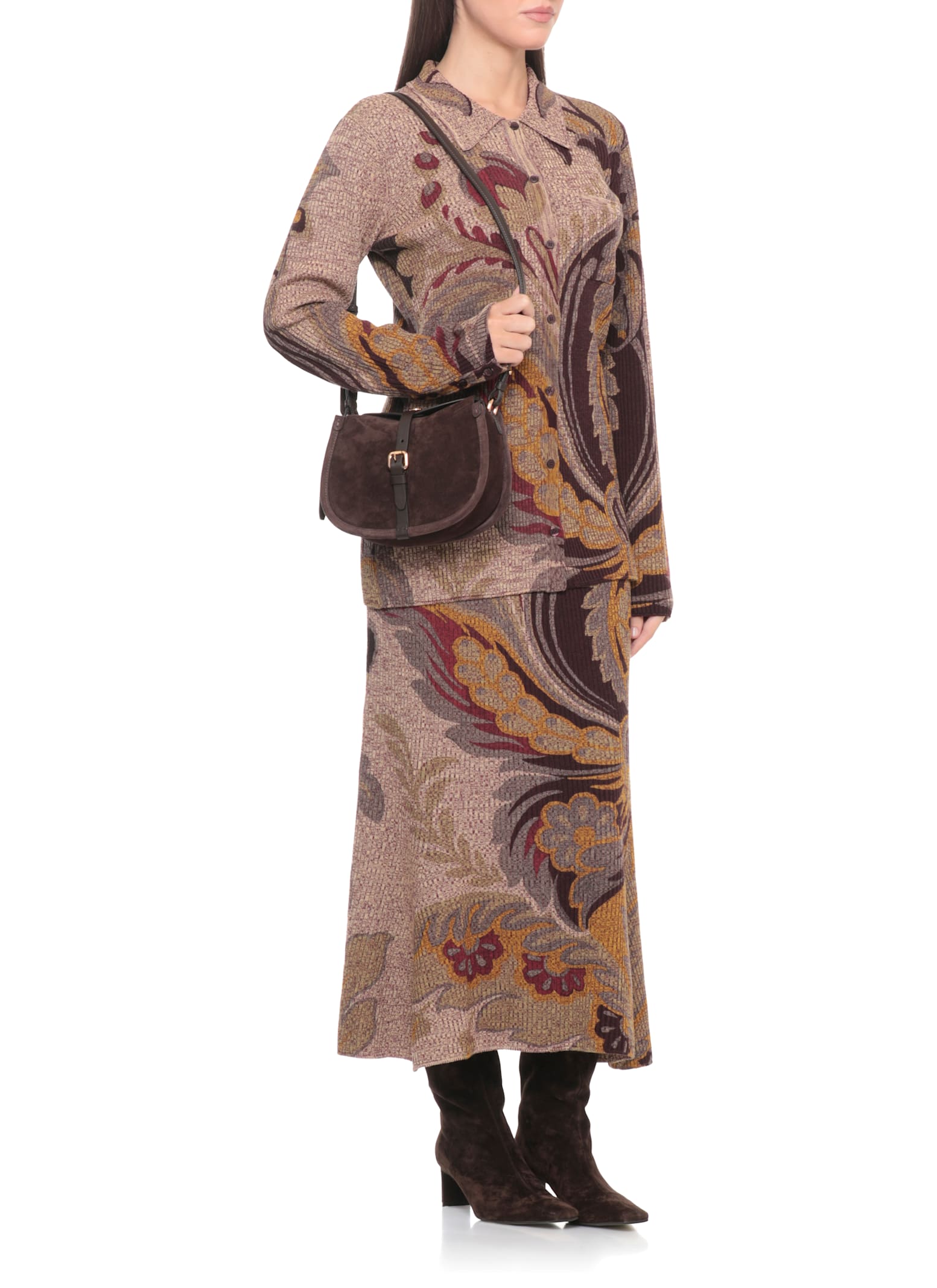 Etro Wool Cardigan In Brown