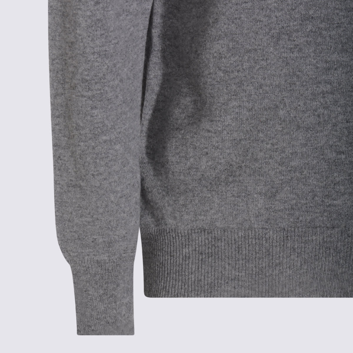 Lardini Long Sleeve Crew Neck Sweater With Ribbed Hem In Gray