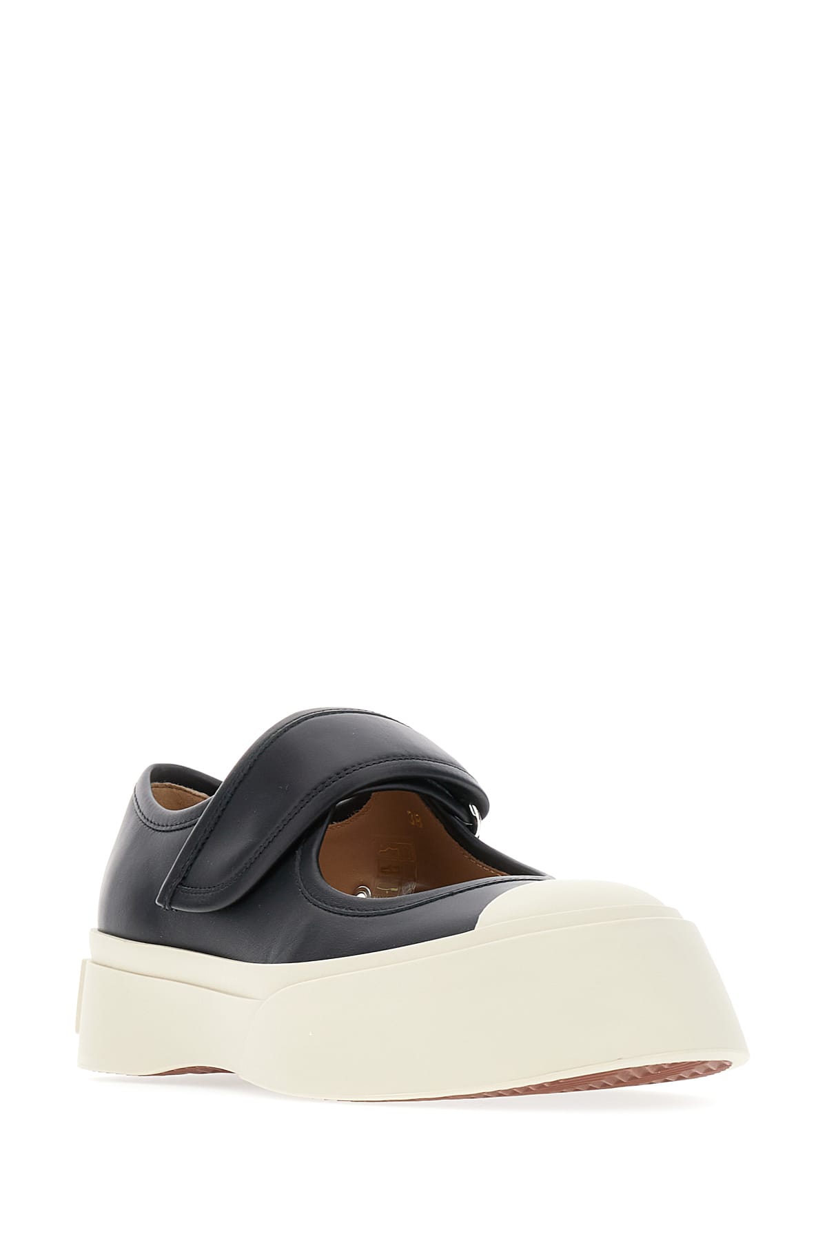 Shop Marni Black Nappa Leather Mary Jane Ballerinas