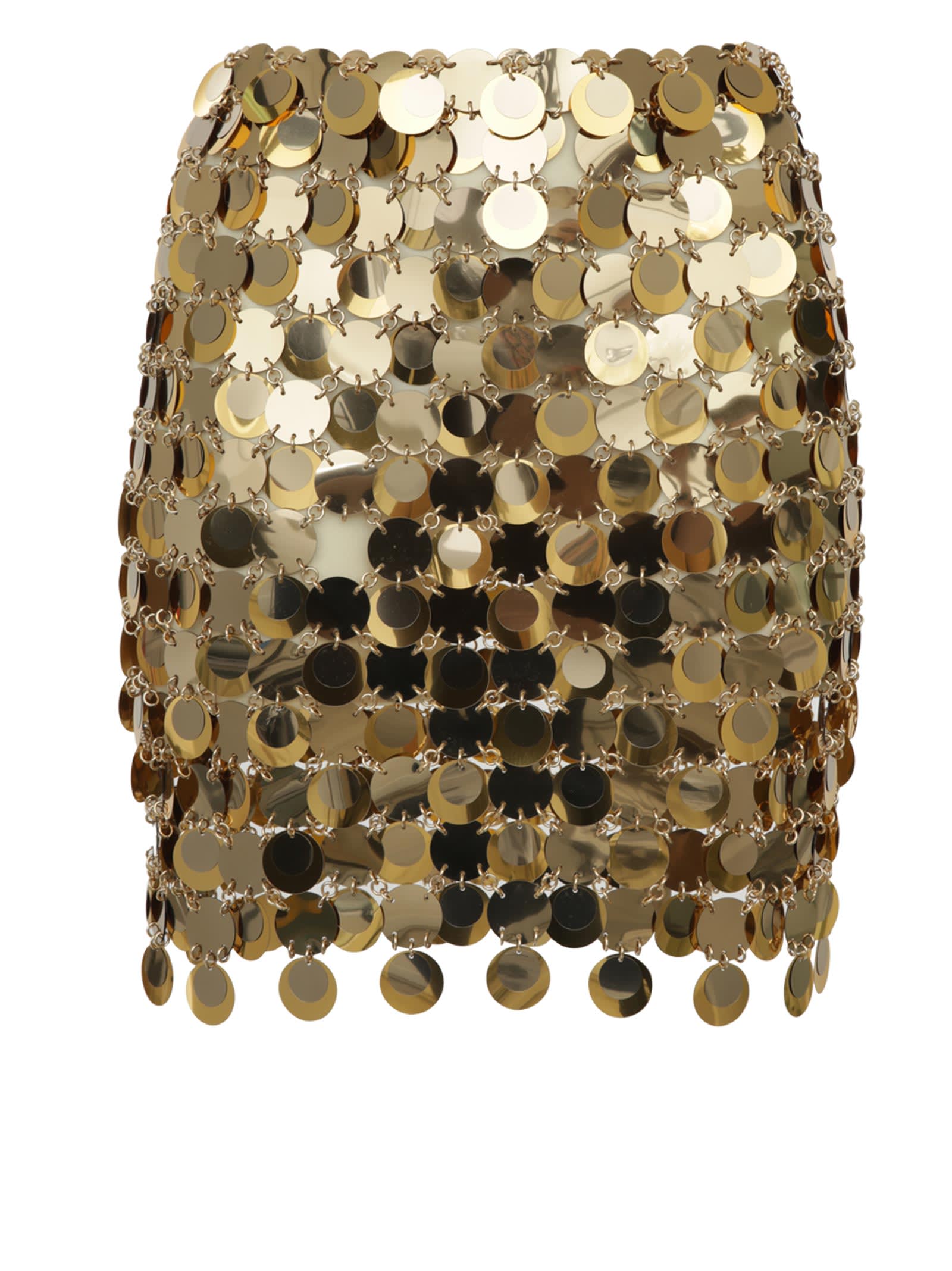 Shop Paco Rabanne Paco The Gold Sparkle Discs Mini Skirt