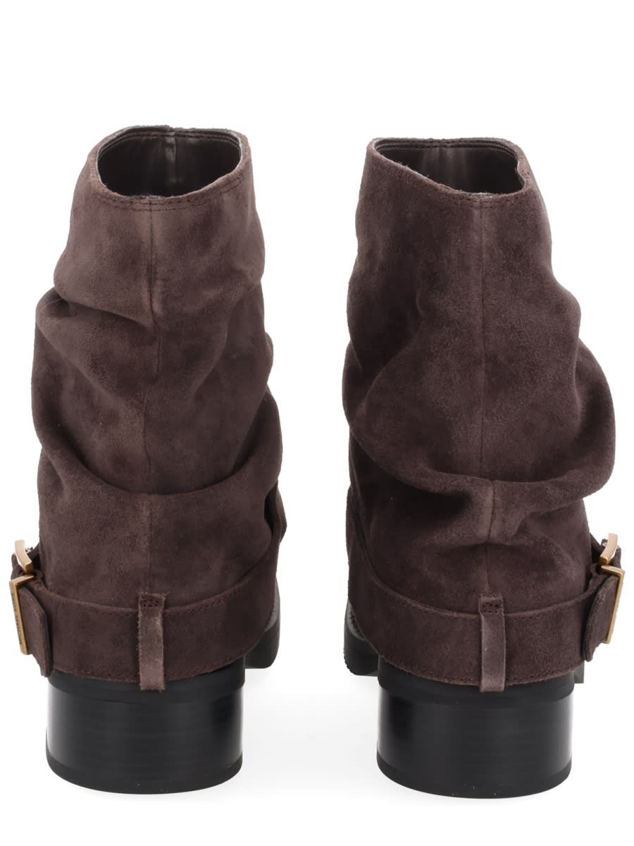 Michael Kors Slouchy Ankle Boots Buckle Detail In Brown