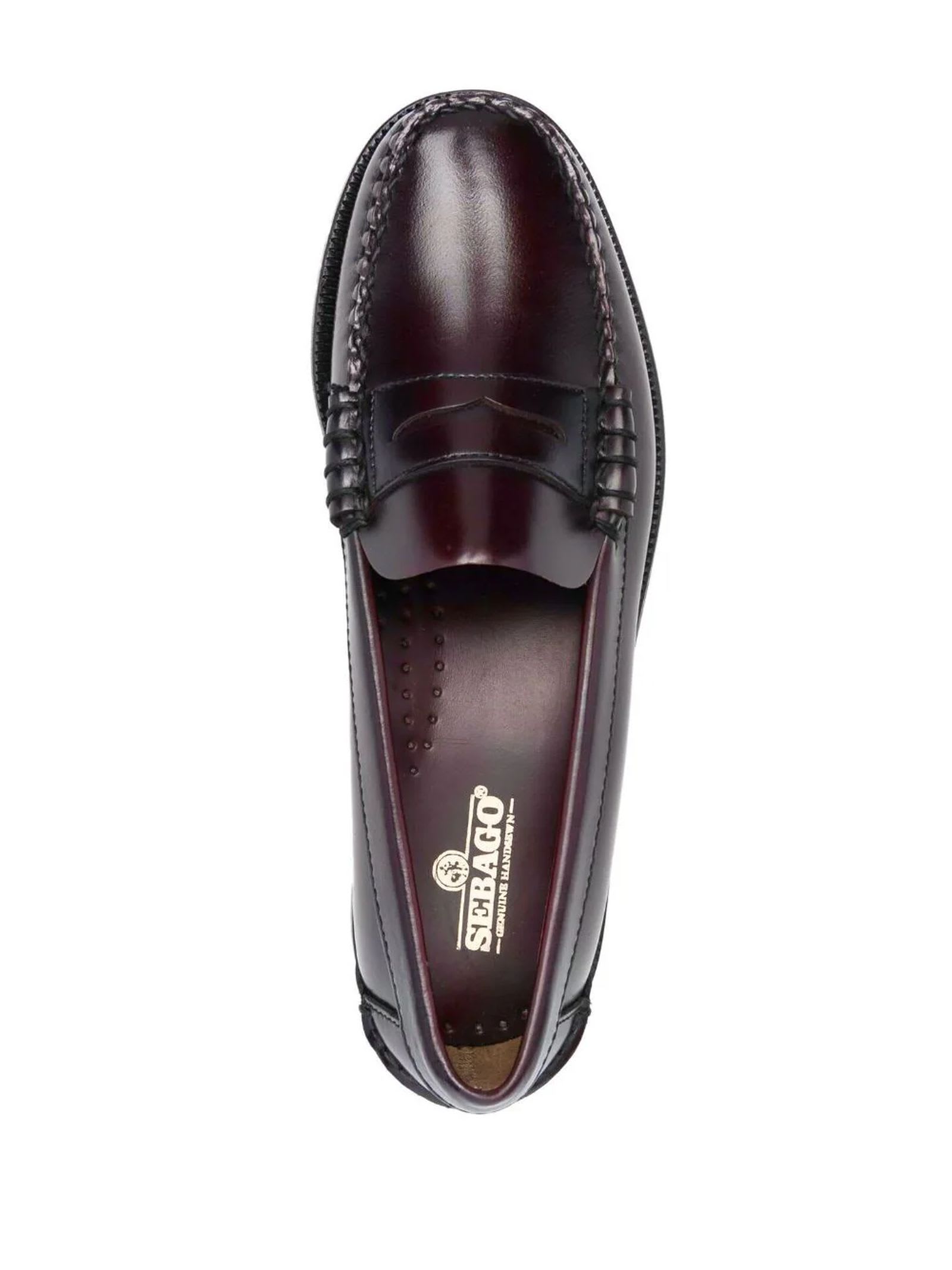 Shop Sebago Classic Dan Leather Loafers In Bordeaux