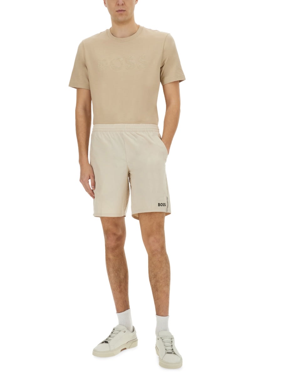 Hugo Boss Boss Cotton Jersey T Shirt In Beige