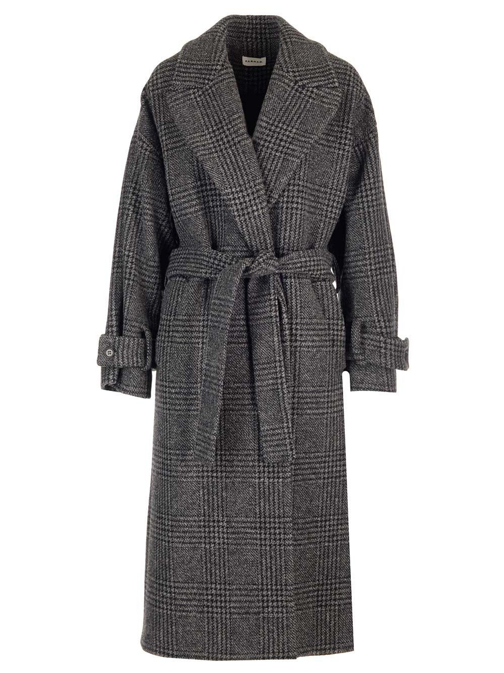 P.a.r.o.s.h Check Pattern Long Coat In Grey