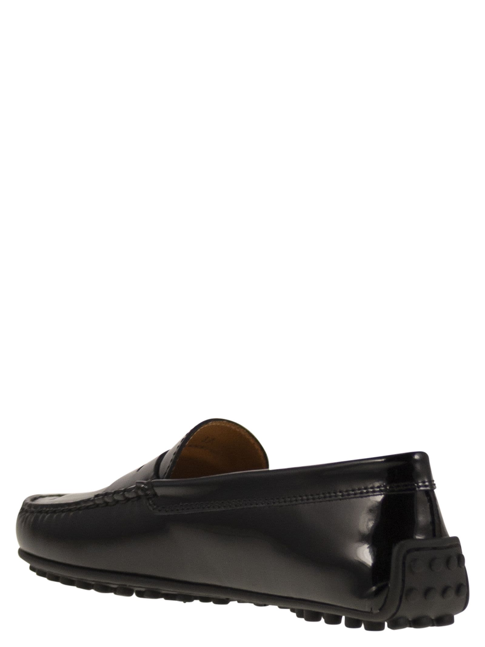 Tod's City Gommino Moccasin In Glossy Leather In Black