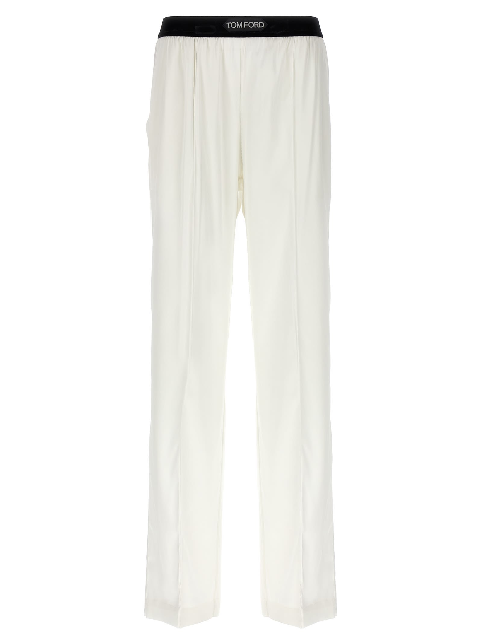 Shop Tom Ford Satin Pants In White