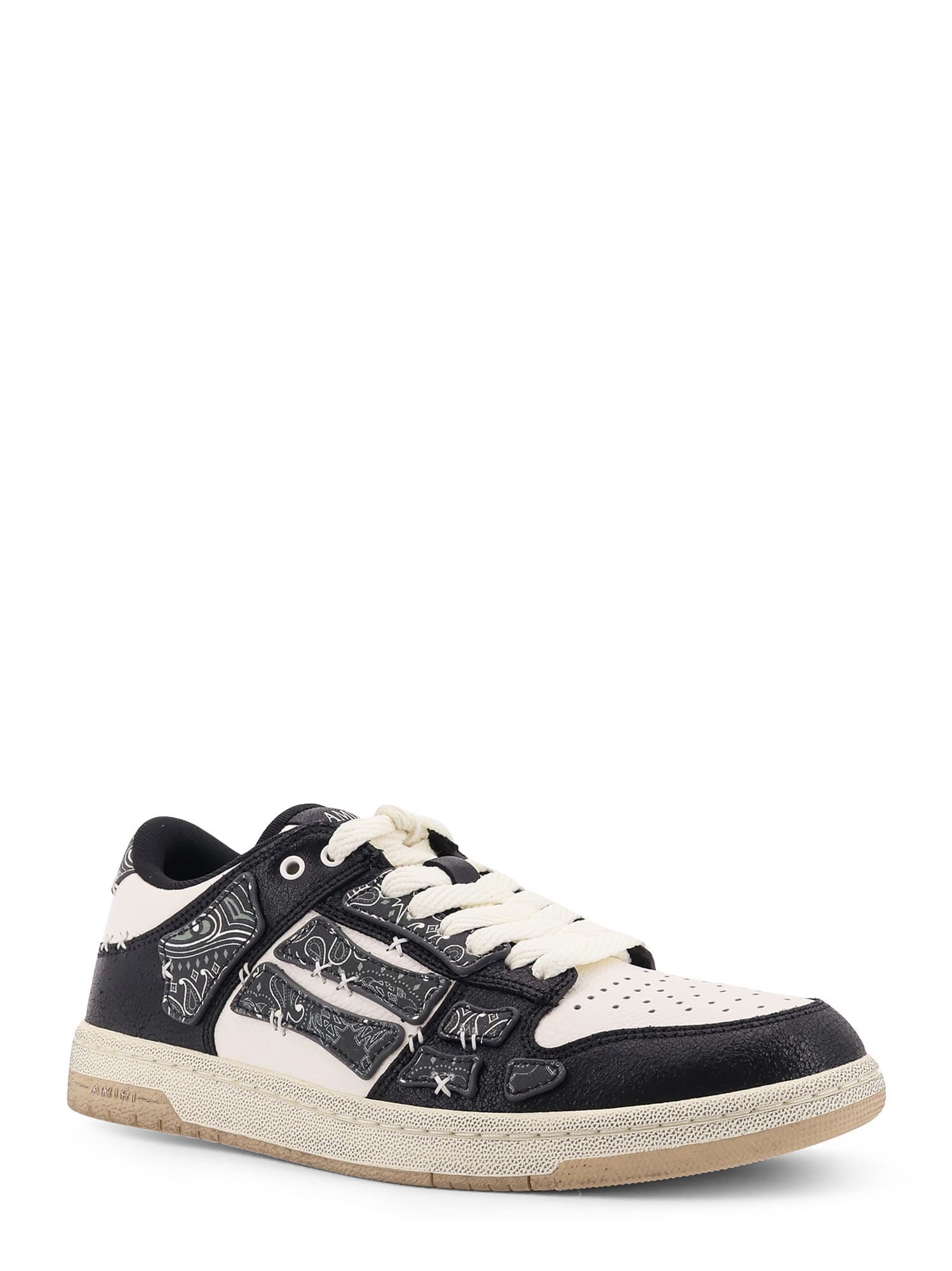 Amiri Skel Top Black Low Top Sneakers With Logo Patch On The Tongue And Logo Lettering On The Heel In Leat In Black