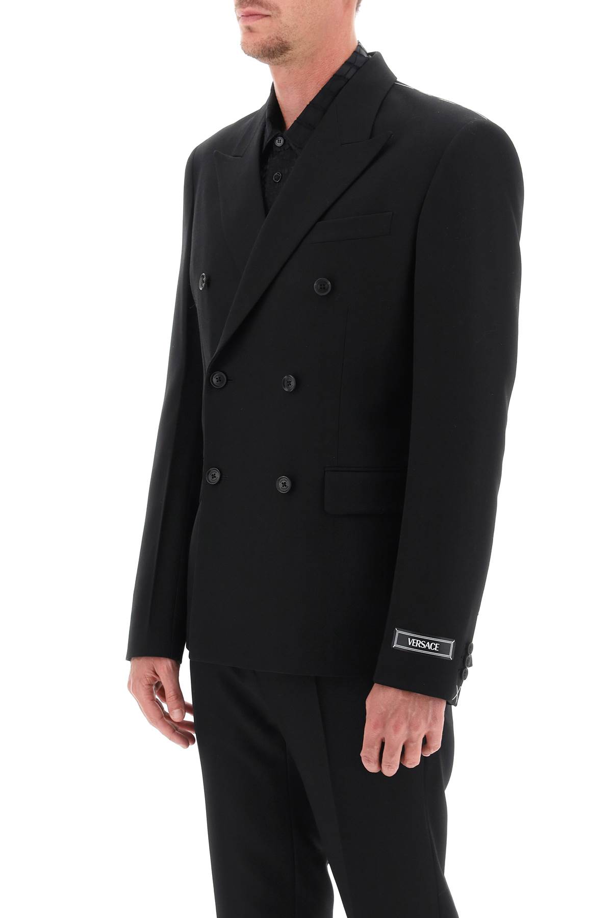 Shop Versace Tailoring Jacket In Wool In Black (black)